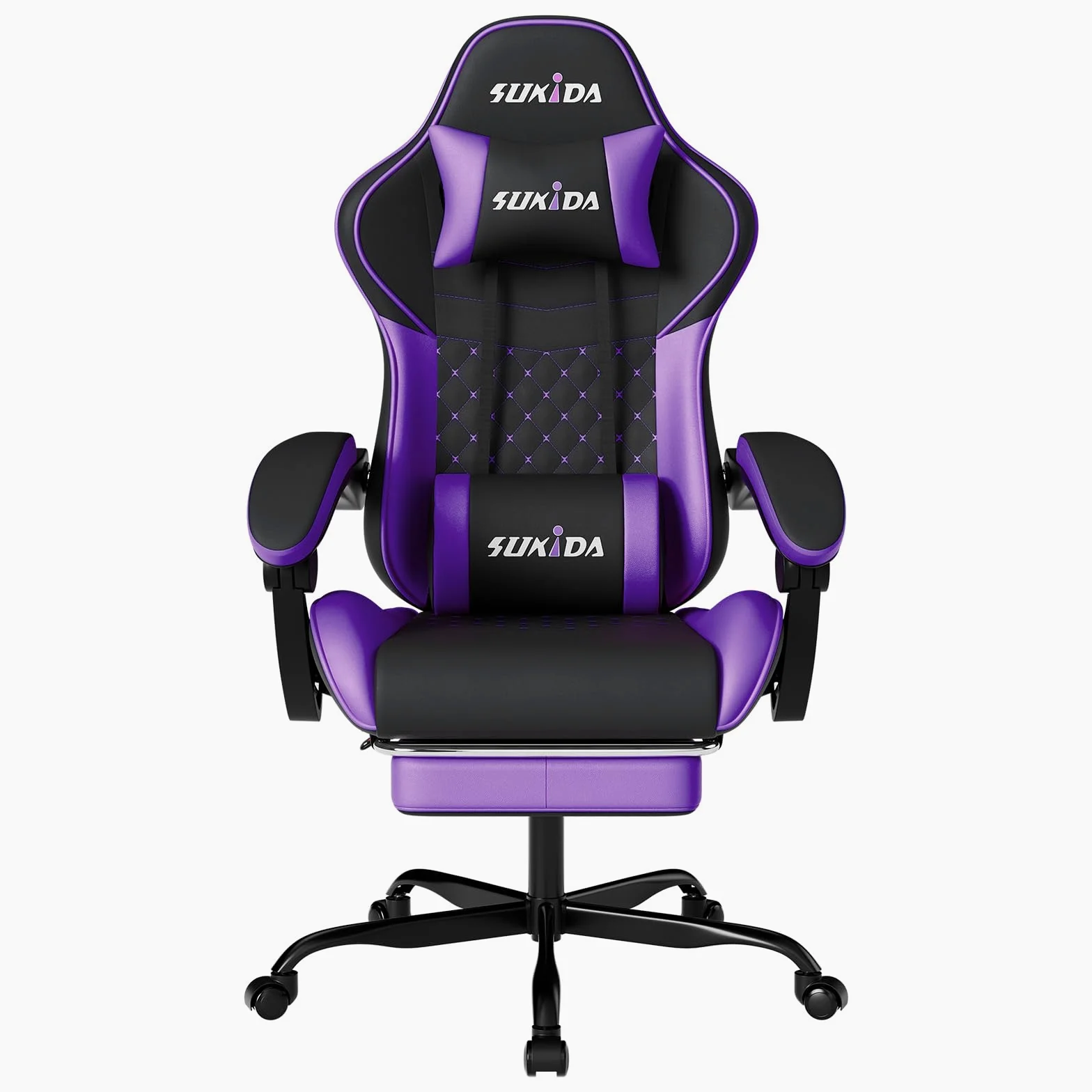 SUKIDA Chaise de Jeu, Chaise d'ordinateur Ergonomique avec Repose-Pieds, Chaise de Bureau Confortable avec appuie-tête, Chaise de Jeu Massage pour Adulte, Chaise d'ordinateur réglable en Hauteur
