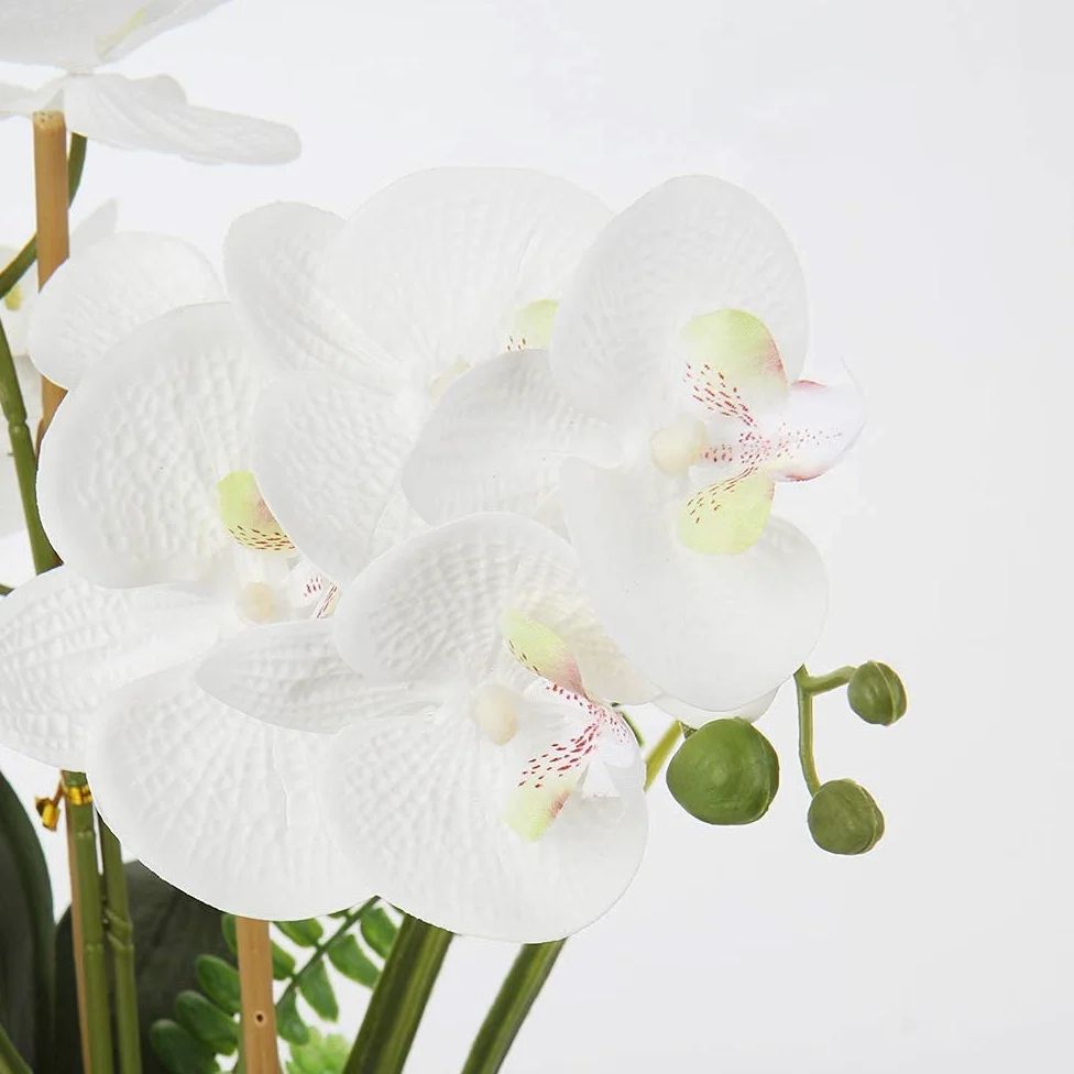 Briful Orchidée Artificielle Phalaenopsis en Pot doré - 38,1 cm - Fausse Fleur pour Centre de Table, Salon, décoration d'intérieur