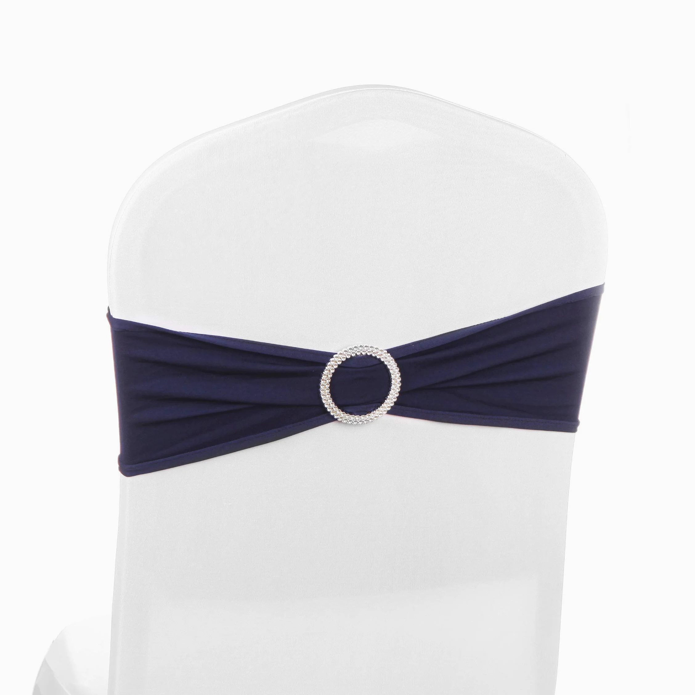 Lot de 50 Housses de Chaise élastiques en élasthanne avec nœuds à Boucle pour décoration de Mariage, Maison, fête (Bleu Marine)