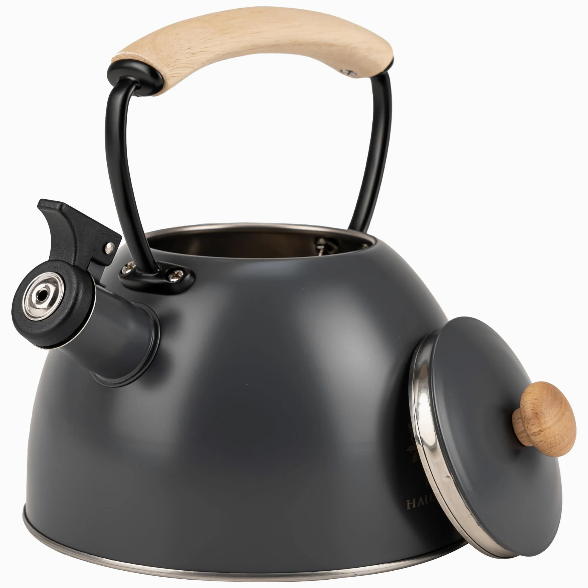 KARL HAUSMANN Bouilloire Induction 2,5L Inox avec Sifflante - Gris Theiere Cuisine pour Plaque Gaz, Vitrocéramique et Électrique - Grande Capacité Eau Chaude avec Couvercle Amovible