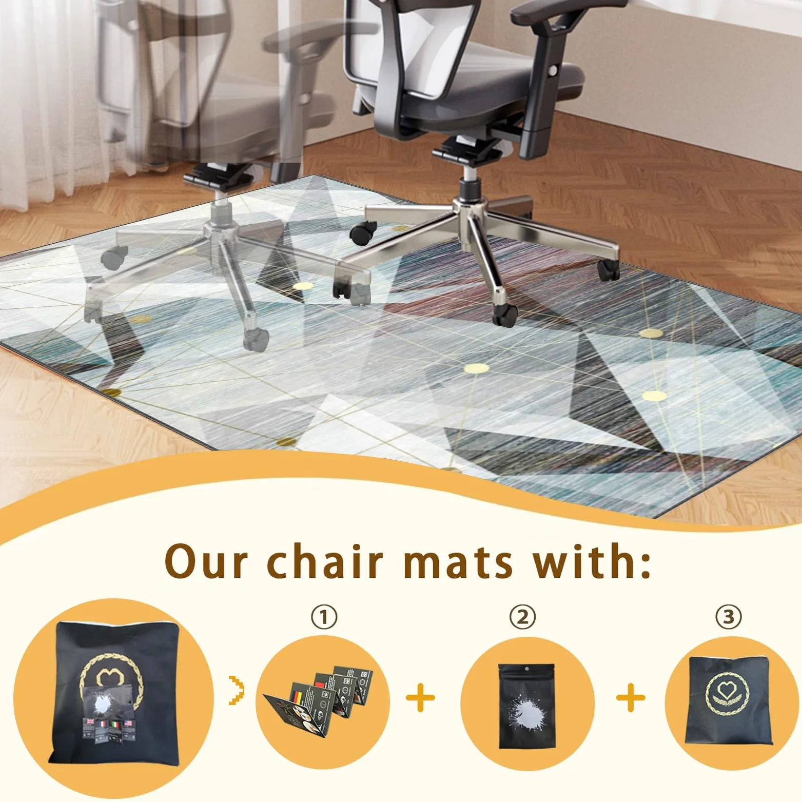 Tapis de chaise de bureau pour moquette de grande taille 90 x 120 cm multi-usage, tapis de chaise de bureau haute performance pour jeu, protège les tapis faibles/sans poils, glisse lisse, protection
