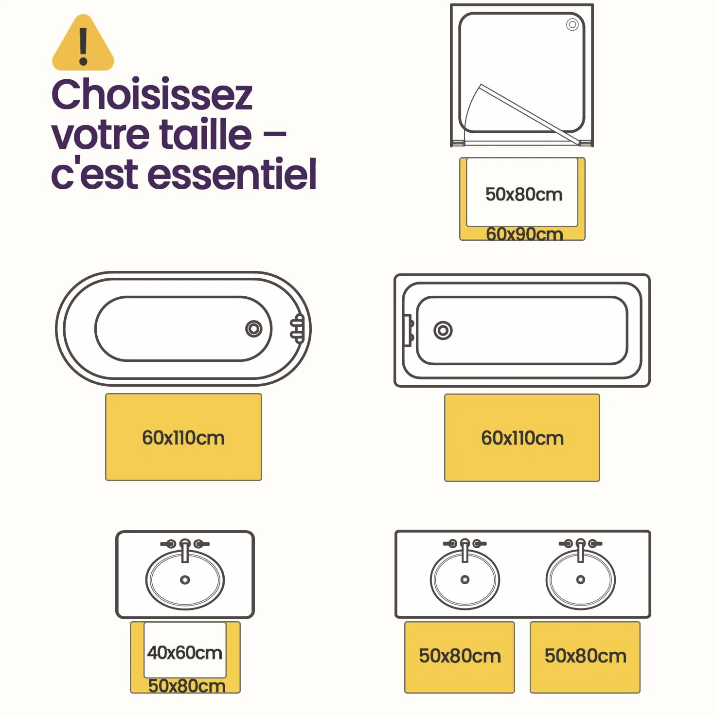 DEXI Tapis Salle de Bain Antiderapant 60 x 90 cm, Microfibre Moelleux et Absorbante, Doux et Confortable, Lavable en Machine, pour Douche, Baignoire, Toilettes, Gris foncé