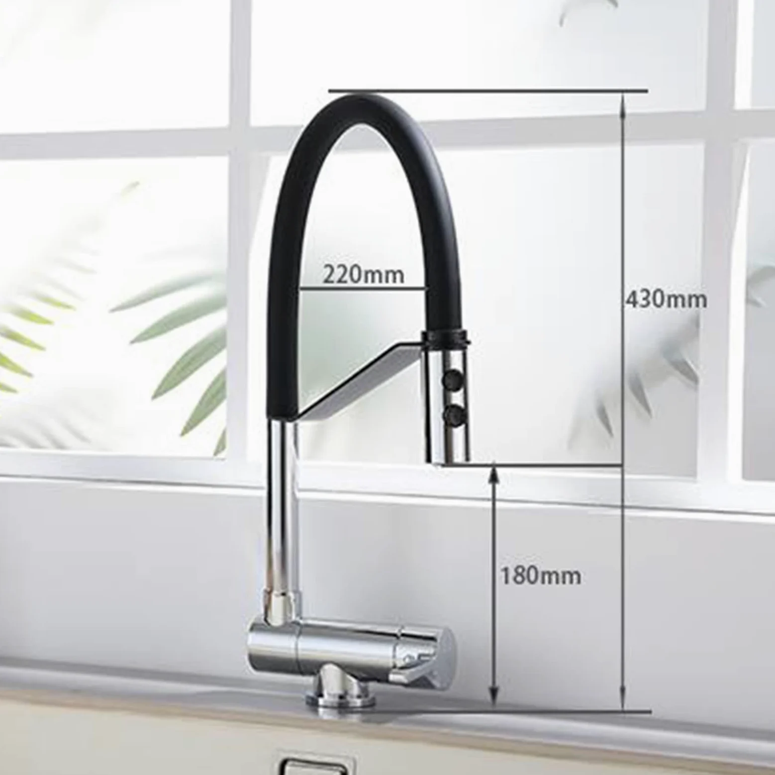 Mitigeur Cuisine Rabattable sous Fenetre, Robinetterie de Cuisine Pliable Pivotant Laiton Multifonction Robinet de Cuisine sous Fenetre-Noir