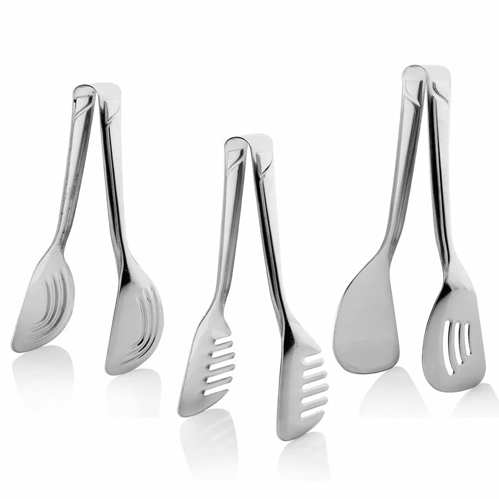 Pince de cuisine Pinces 3 pièces Servant Set, Salade et Pâtes Pinces en acier 22 cm de pinces Pince cuisine