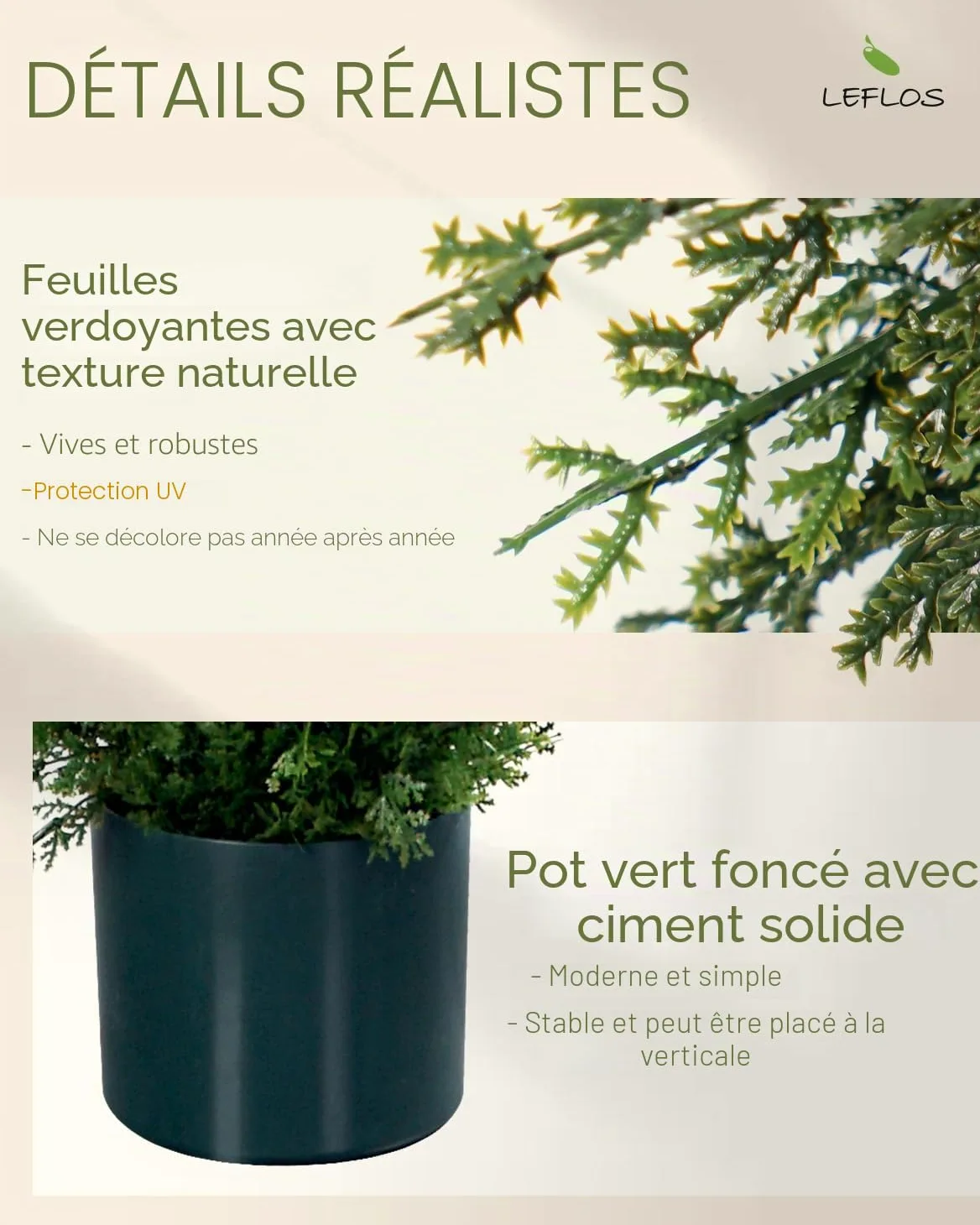 Arbre Artificiel de cèdre Topiary, 120 cm Faux cyprès, Artificial Cypress Tree deko pour Salon, Bureau, fête & Party