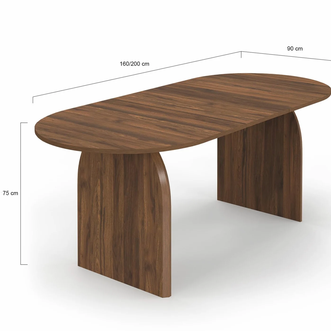 IDMarket - Table à Manger Extensible japandi Ovale Edith 6-10 Personnes Effet Noyer 160-200 cm
