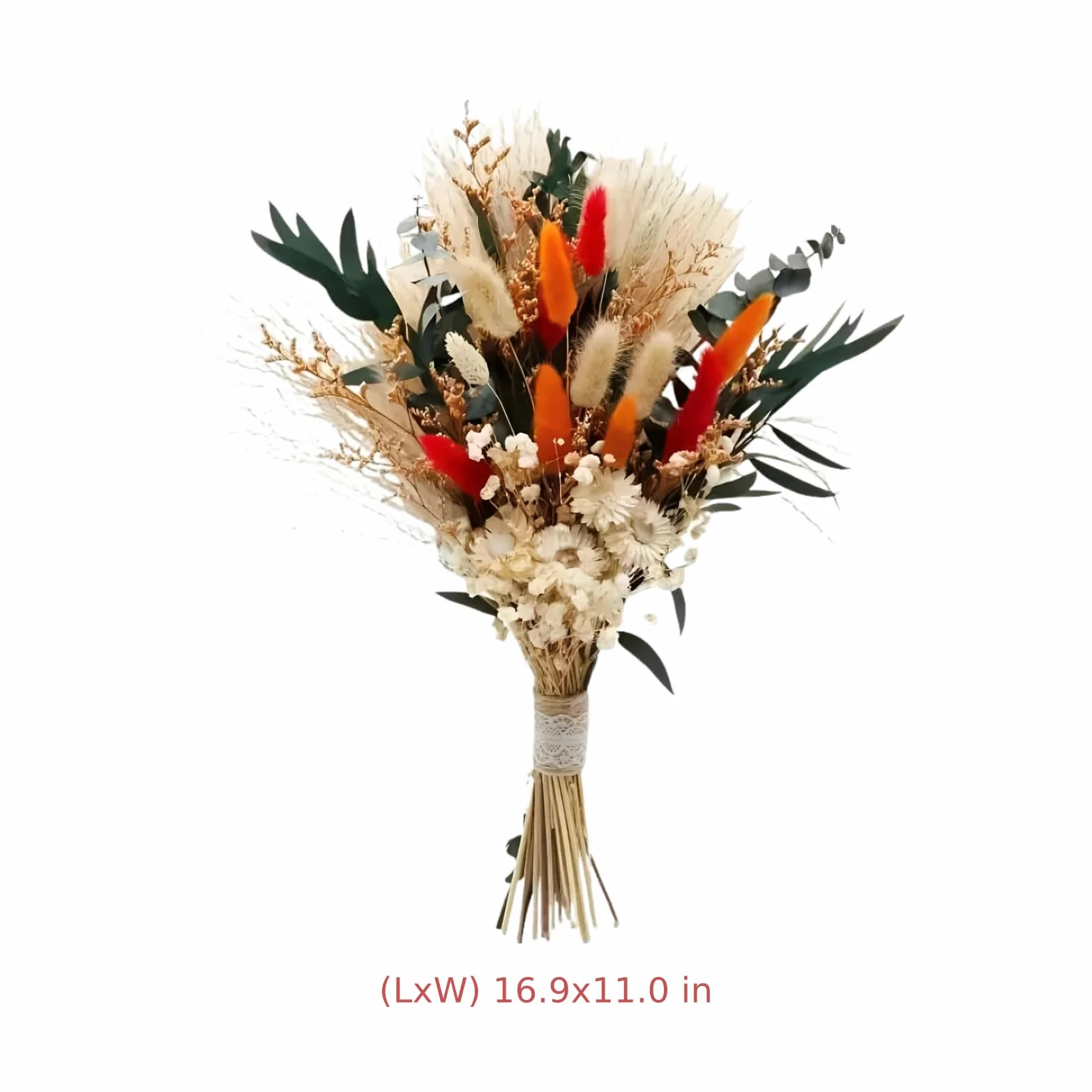 Bouquet de Fleurs séchées Orange, Lot de 50 tiges, Queue de Lapin et Herbes de Pampas, Composition Florale séchée à l’air Naturel pour déco Maison, Mariage, fête, Style Campagne, 43 x 28 cm