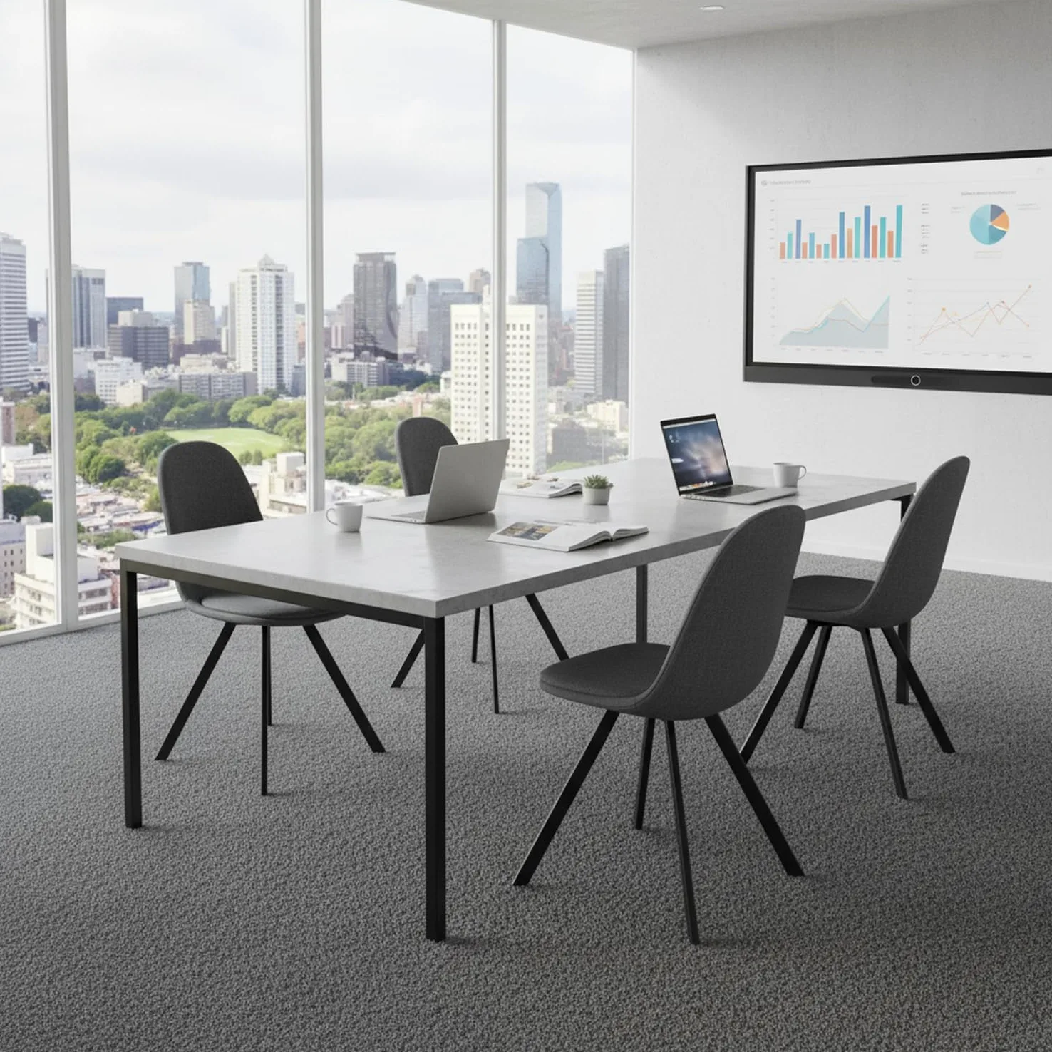 HOMYLIN Lot de 4 chaises de Salle de réunion, Design Minimaliste, chaises pivotantes ergonomiques avec Pieds en métal, idéales pour Le Bureau, Gris