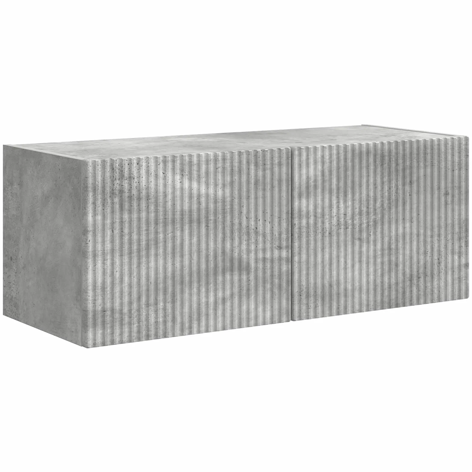 Ensemble Meuble TV 4 pièces Gris béton en Bois d'ingénierie, Montage Mural avec étagères, tiroirs et Portes, Rangement pour Salon séjour multimédia, Console et Support Audio vidéo