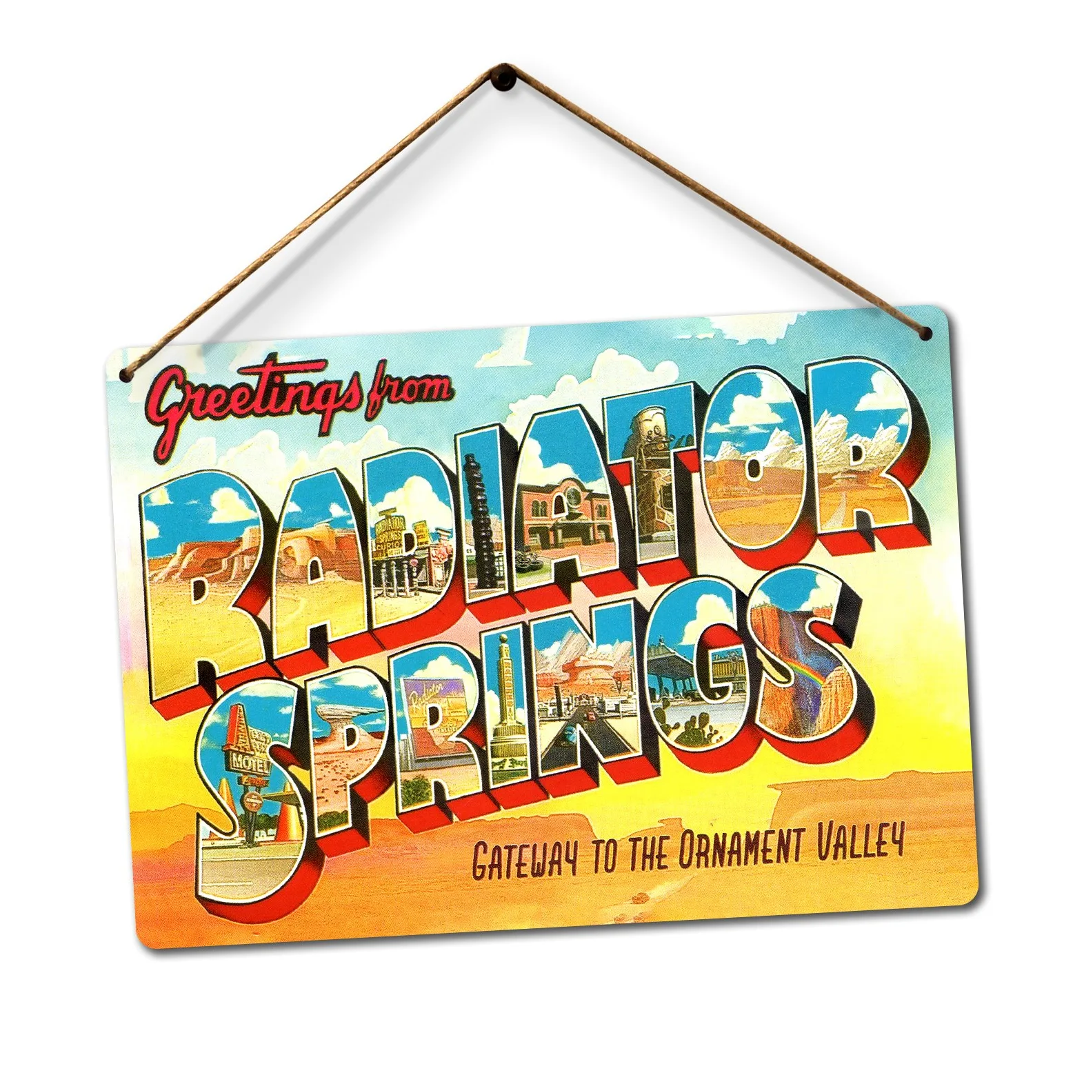 | WTF | Radiator Springs | Plaque Murale en Métal Art Inspirants, Twine