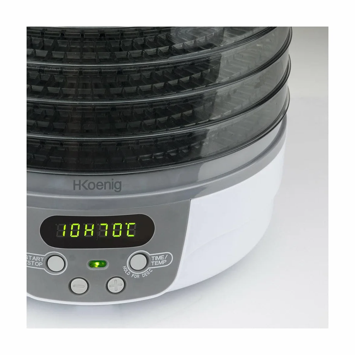 H.Koenig Déshydrateur Alimentaire électrique de nourriture DSY700, 5 Plateaux transparents Amovibles, Température réglable 35-75°C, Minuterie 24h, Séchage Aliments, Blanc