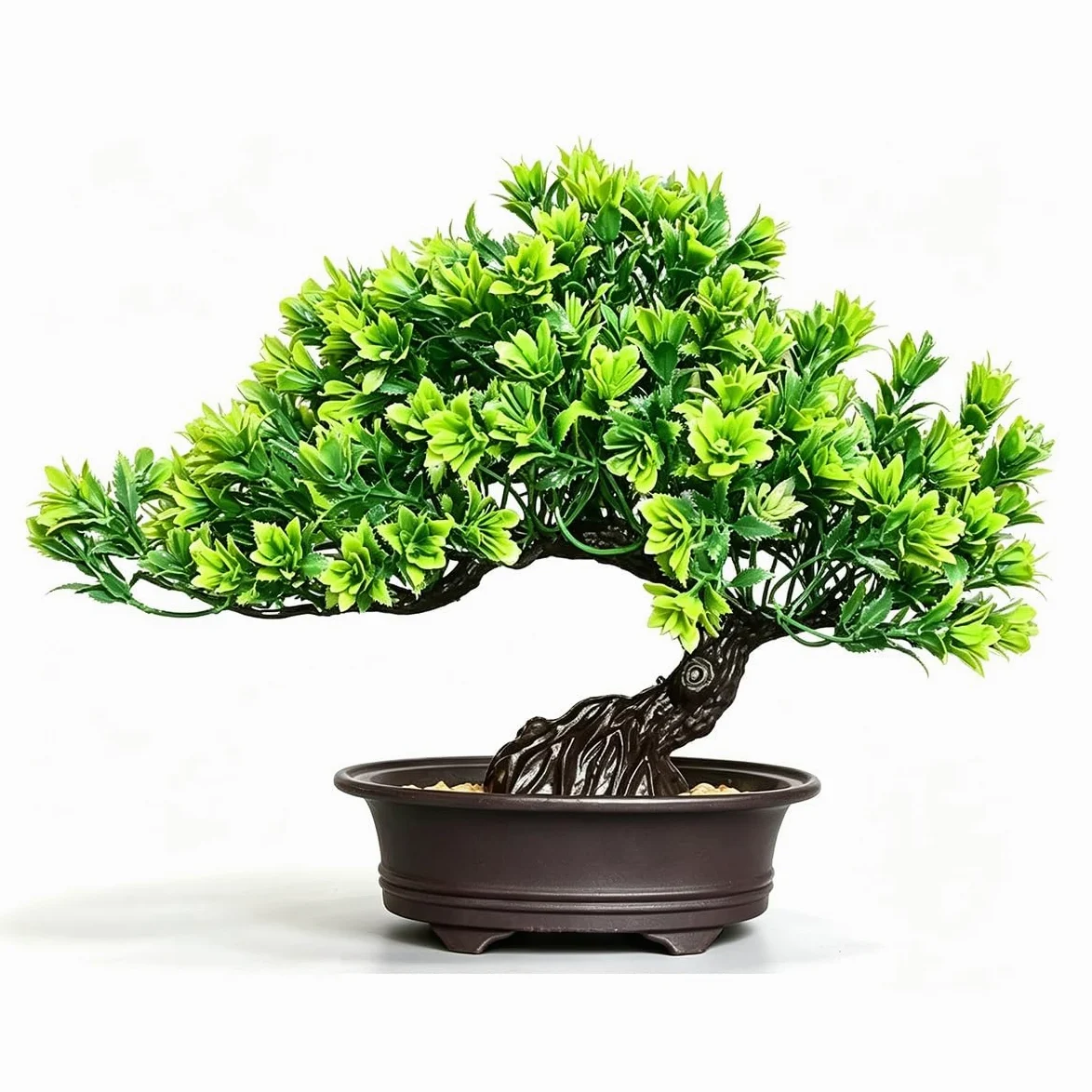 Fausse Plante Bonsaï avec Pot, Plantes Décoratives, Faux Arbre sans Eau | Arbres topiaires artificiels, fausse plante bonsaï, fausse plante for entrée, chambre à coucher, Table à thé(Grass Green)