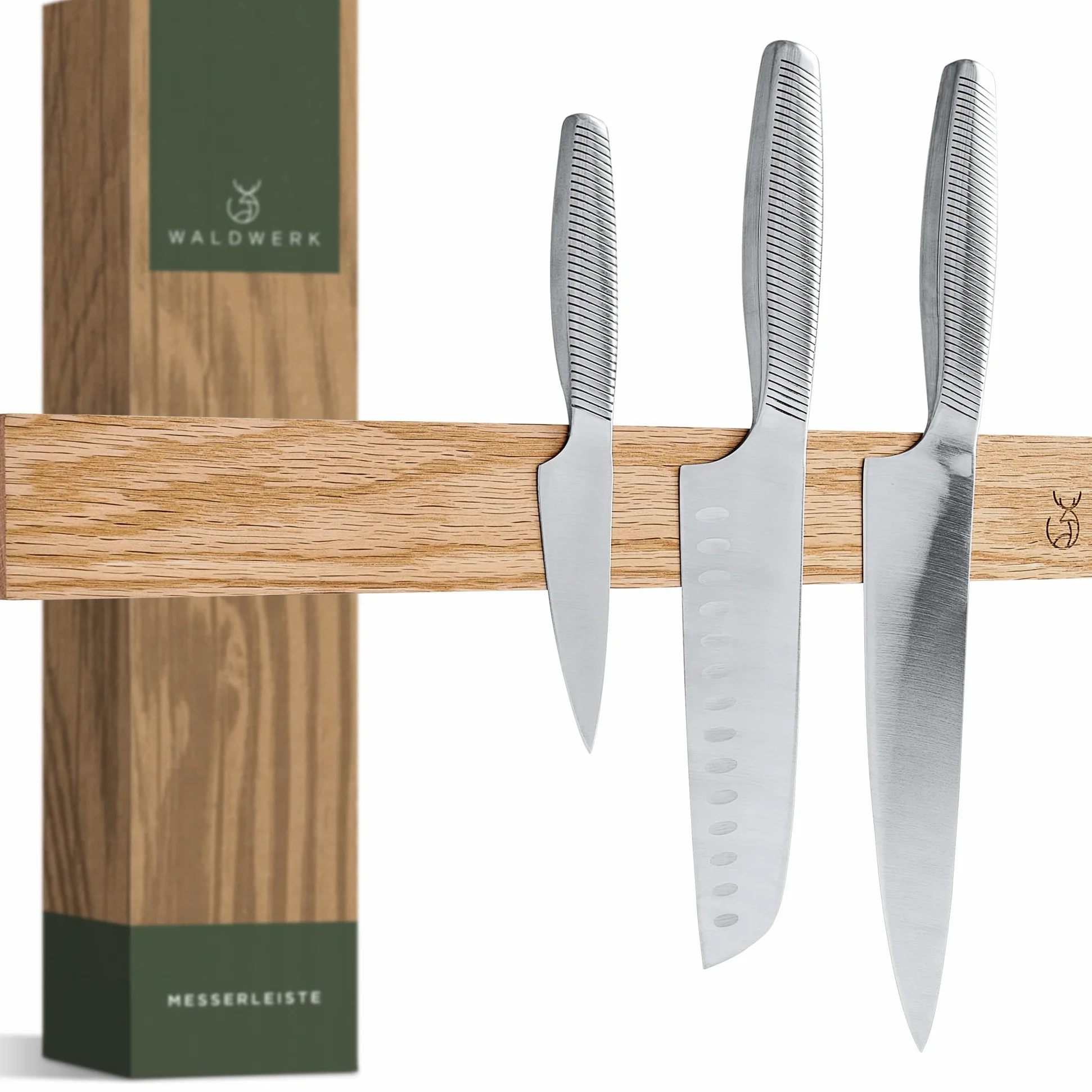 WALDWERK porte couteaux aimanté en bois de chêne (40x5cm) - barre aimantée pour couteaux - aimant couteau mural - support couteaux aimanté - rangement couteaux cuisine