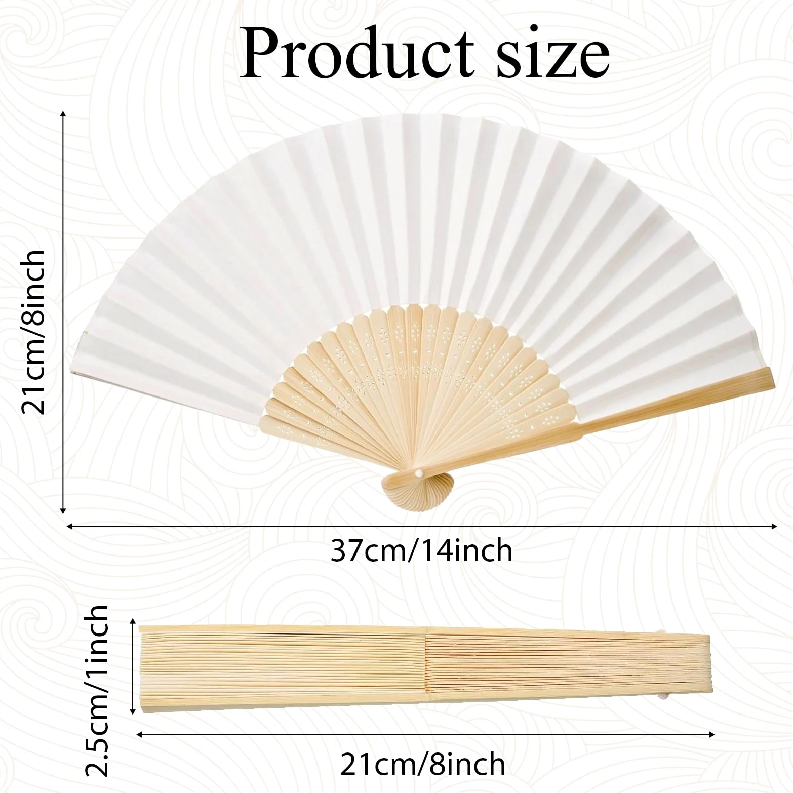 6 Pièces Eventail Blanc Manche pour Mariage et Fête - Bricolage Cadeaux, Décoration Murale, Eventail Papier Pliants Personnalisable