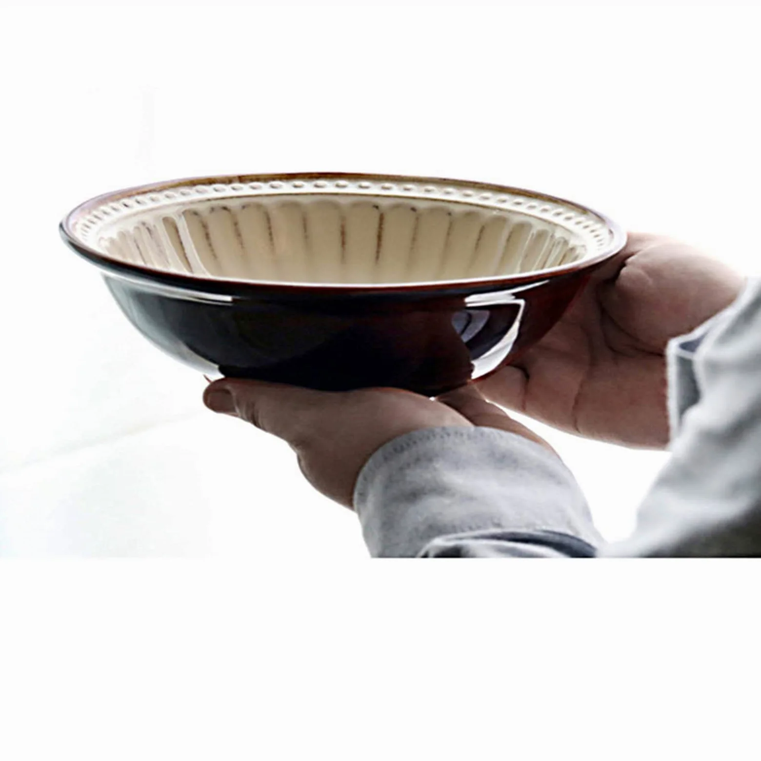 Services de Table en Porcelaine, Services de Table en grès, Ensembles d'assiettes et de Bols Modernes en Relief de 20 pièces, Services de Table de Cuisine en cé(