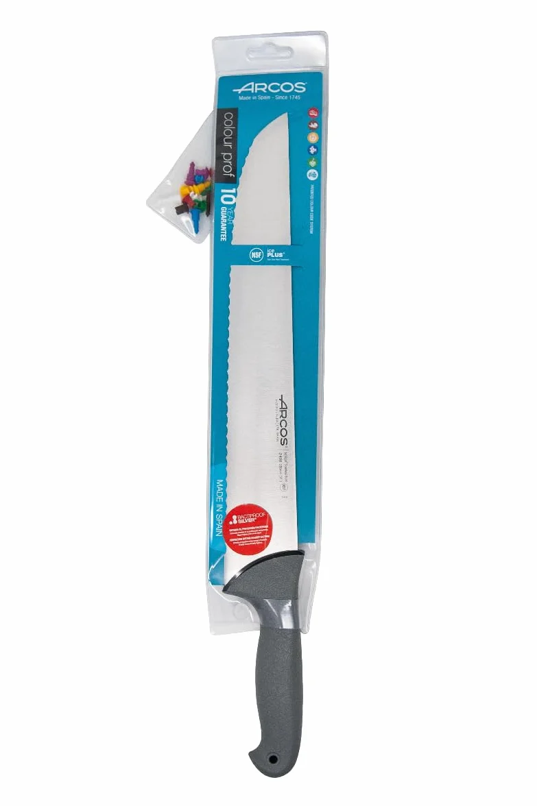 Arcos Couteau Pêcheur Lame Dentelée Acier Inoxydable NITRUM 35 cm Manche Ergonomique Antidérapant Idéal Poisson Série Colour Prof