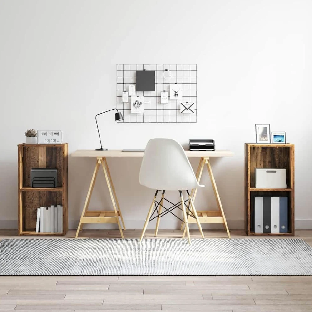 Ensemble Meuble TV Bois Ancien 2 pièces avec étagères murales 72 x 35 x 36,5 cm pour Salon séjour Chambre Rangement Console Support Audio vidéo