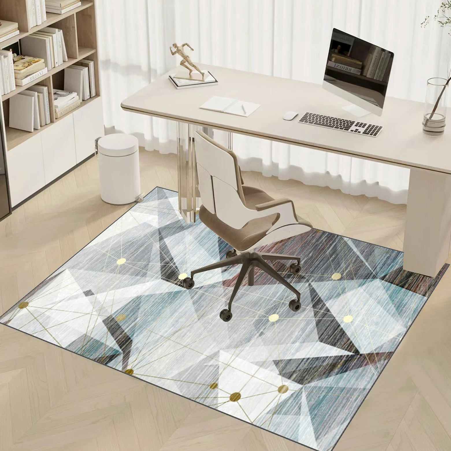 Tapis de chaise de bureau pour moquette de grande taille 90 x 120 cm multi-usage, tapis de chaise de bureau haute performance pour jeu, protège les tapis faibles/sans poils, glisse lisse, protection