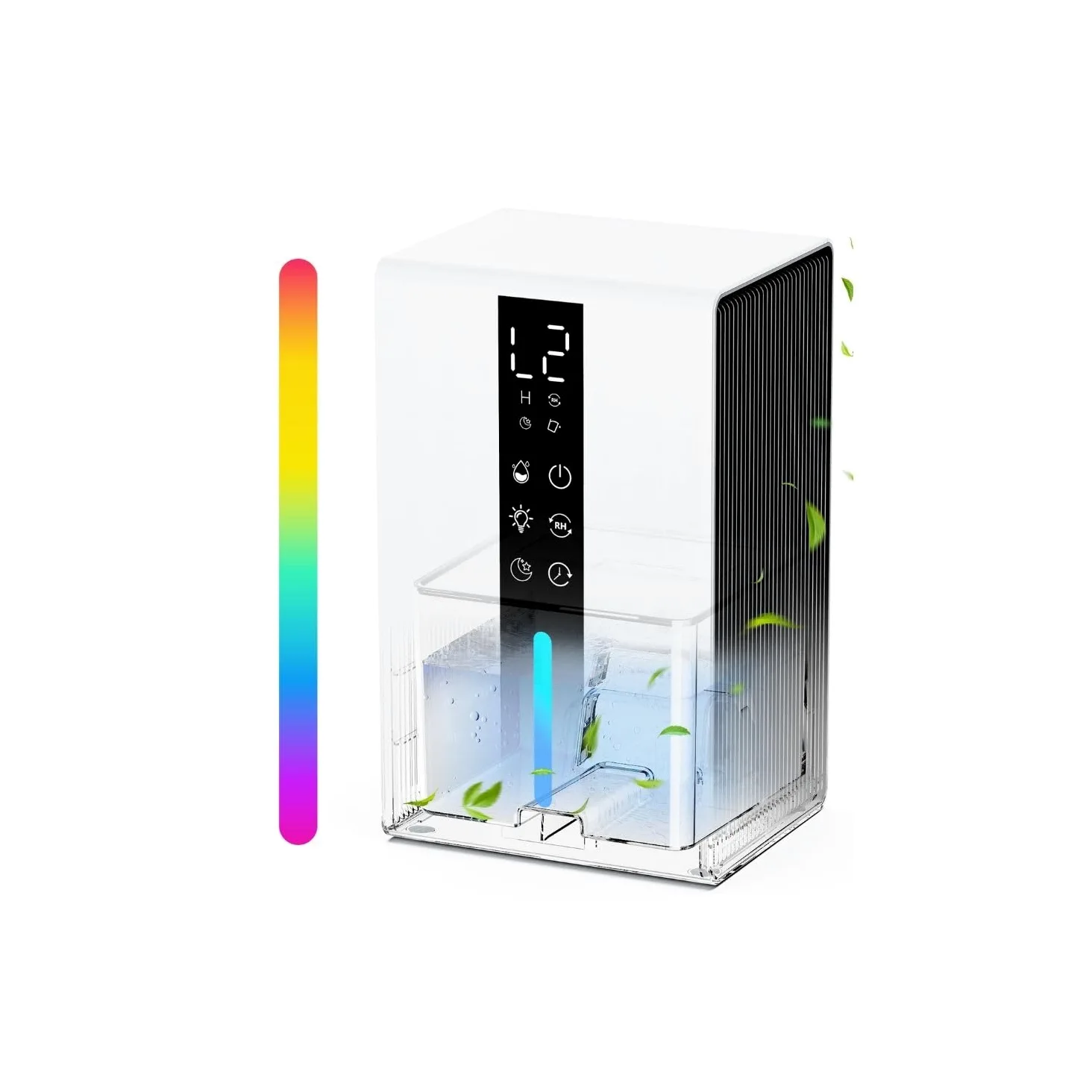 Deshumidificateur d Air avec 1800ML - Déshumidificateur Électrique 2 Vitesses et 2 Modes, Dégivrage Automatique et Arrêt Automatique, Minuterie 6-48H et Éclairage RGB - pour Salle de Bain et Chambre