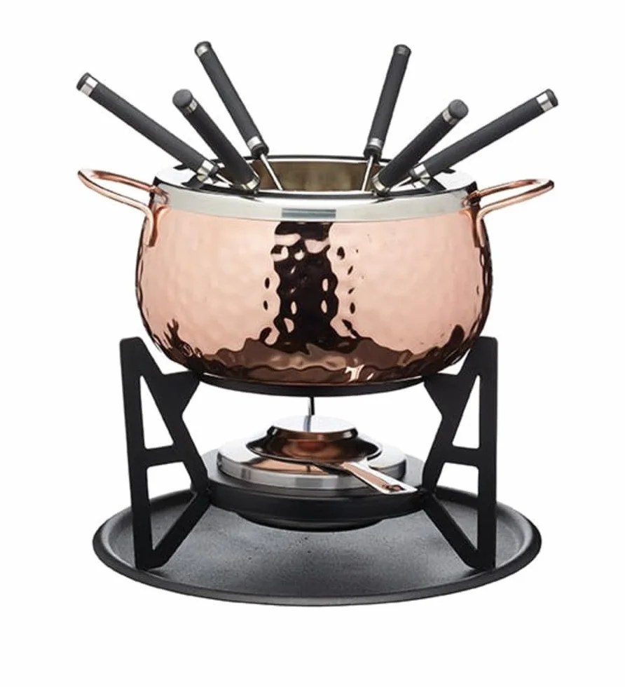 MasterClass Artesà Hammered 6-Persons Fondue Set, Copper Finish