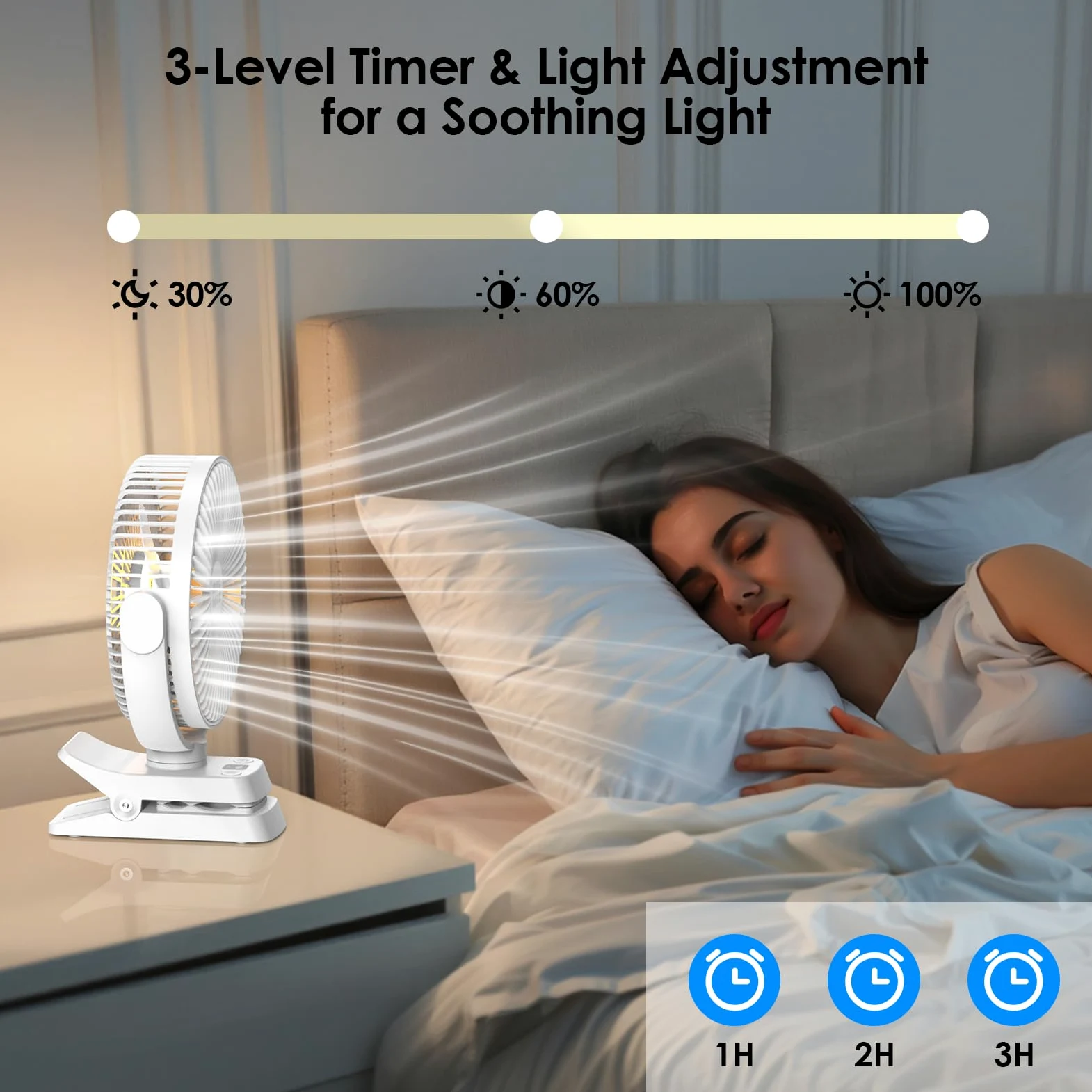 Minthouz Ventilateur à clip 12 000 mAh, 20 cm, ventilateur de table USB de 8", 5 niveaux, 29 heures d'autonomie, télécommande et affichage LED, ventilateur portable pour bureau, poussette et camping