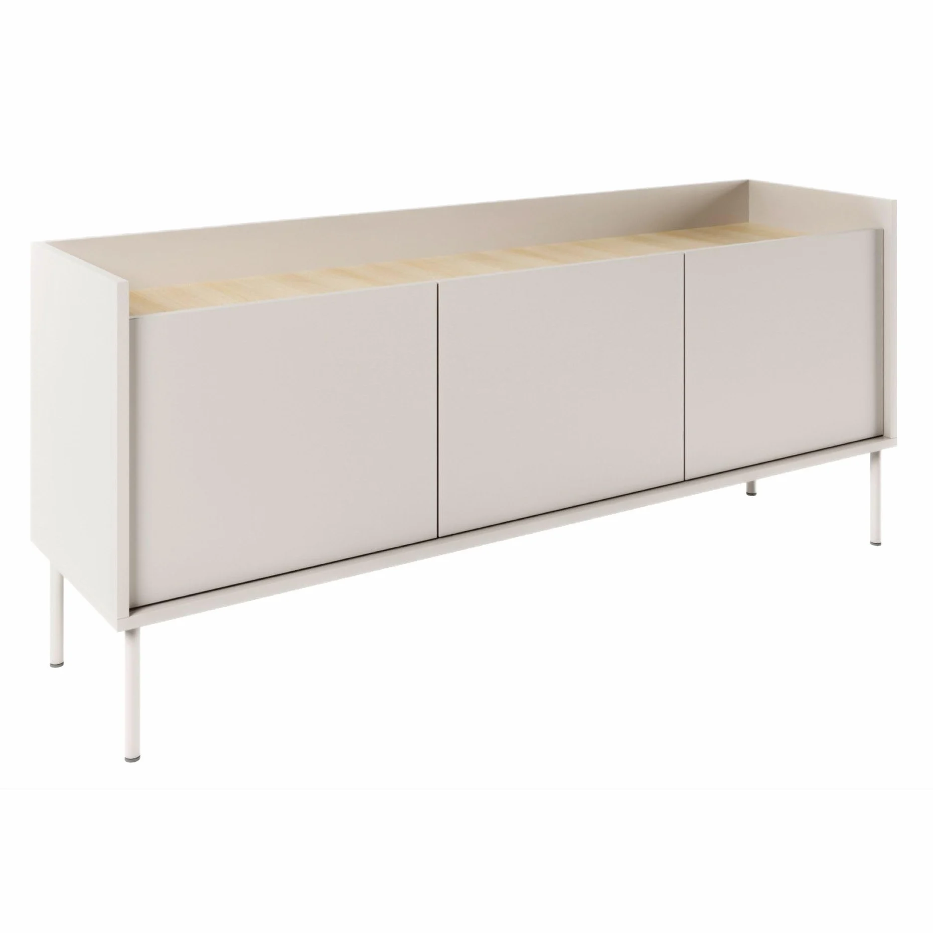 Selsey Meuble TV 140 cm Design Moderne Chic en Taupe Finitions Mat Panneau de Particules Laminé Robuste Pieds Métalliques Espace de Rangement Conçu en Pologne