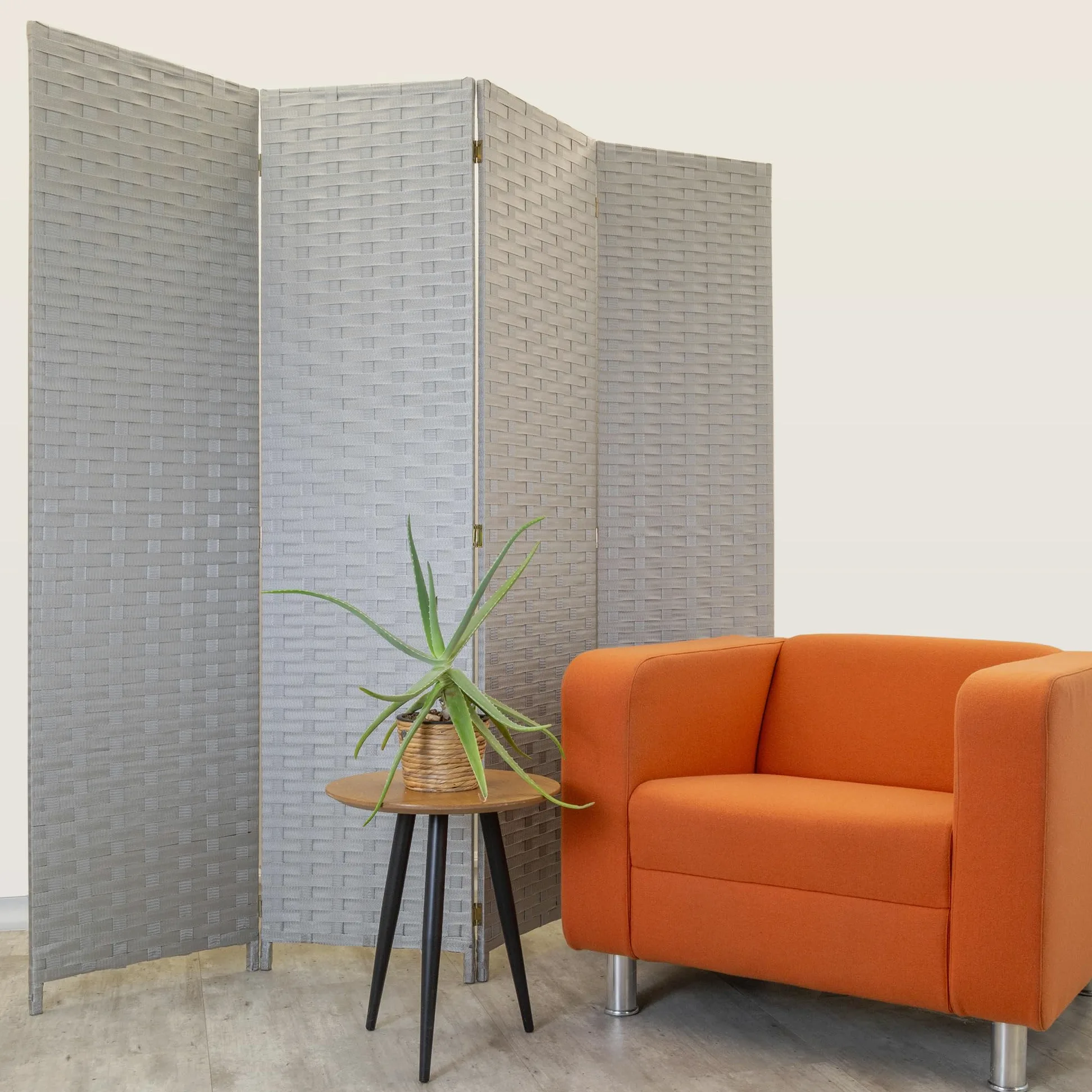 HEXIM Séparateur d'Espace 180x180 cm - Paravent pliable 4 pans - Écran de confidentialité pour terrasse et jardin, autonome (LR188-gris)