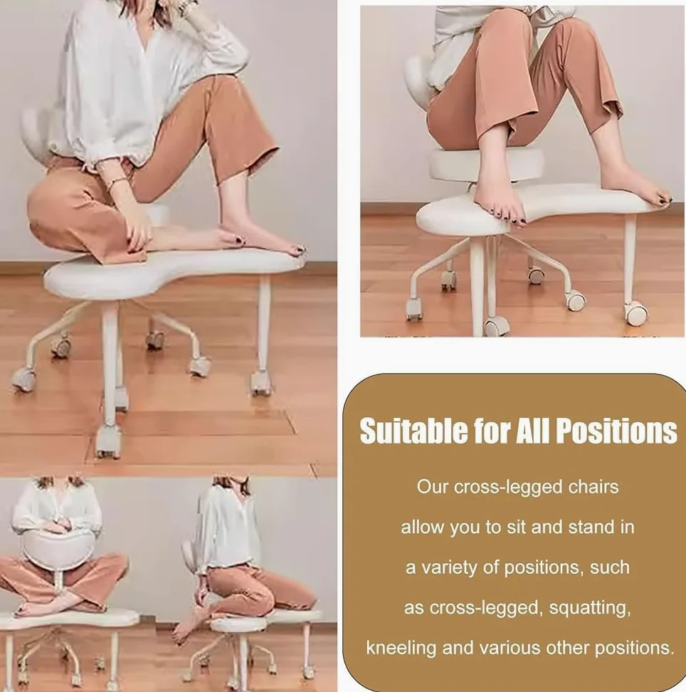 Siege Assis Genoux Chaise de Siège pour Enfants pour S'asseoir Les Jambes Croisées, Chaise Ergonomique à Genoux avec Repose-pieds, Tabouret de Méditation/chaise D'extérieur pour Salon de(Color:Marron)