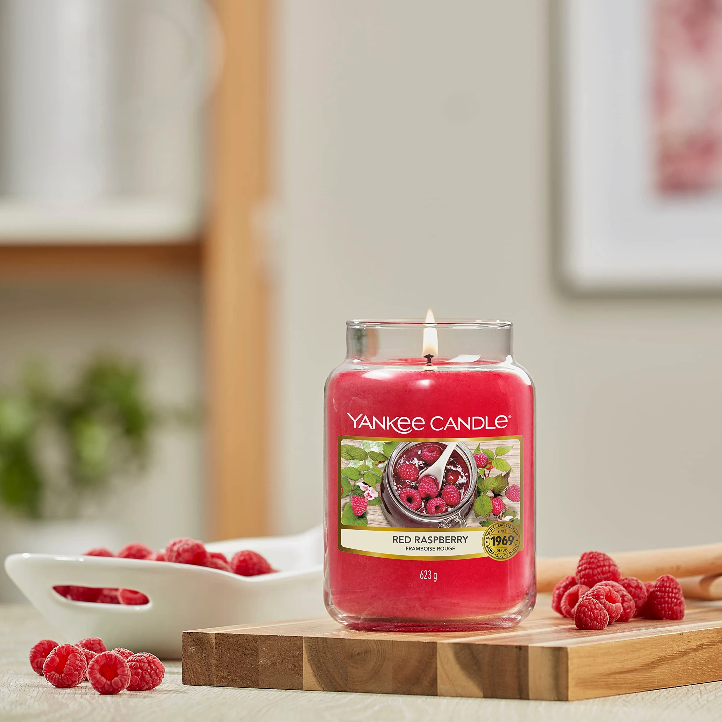 Yankee Candle bougie jarre parfumée | grande taille | Framboise rouge | jusqu’à 150 heures de combustion