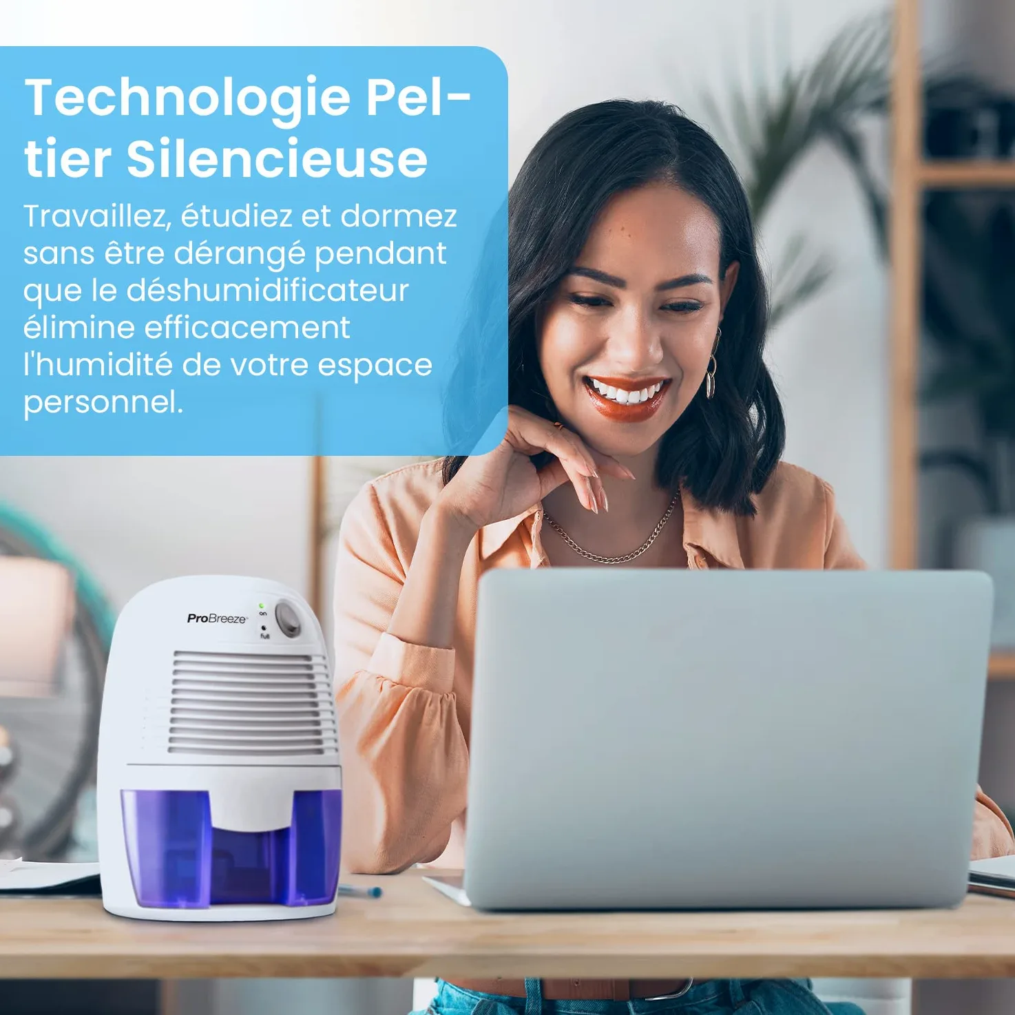 Pro Breeze Mini Déshumidificateur d'Air Compact 500 ml - Absorbeur d'Humidité et Moisissures - Cuisine, Chambre, Salle de Bain, Bureau