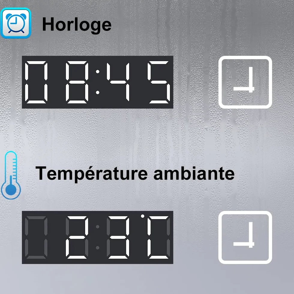 AICA Miroir de Salle de Bain à LED avec Bluetooth 120 x 70cm, Mural Miroir avec Anti-buée + 3 Couleurs + Horloge, Miroir avec Interrupteur Tactile Étanche IP44, Éclairage à Intensité Variable