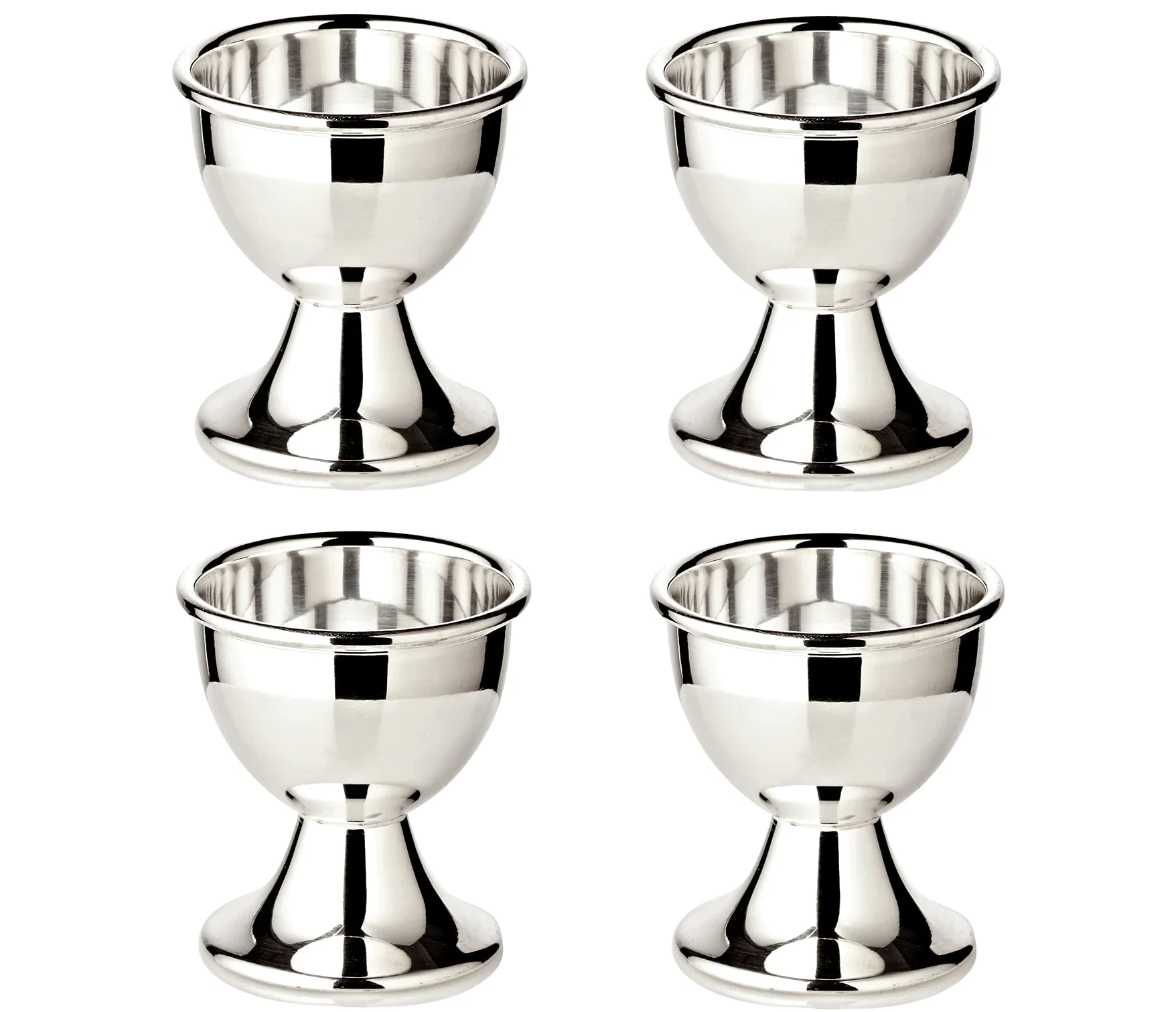 EDZARD Classo Lot de 4 coquetiers argentés Lourds (Hauteur 5 cm) - Forme Classique - pour œufs de Petit-déjeuner, Pâques, Table de Petit-déjeuner