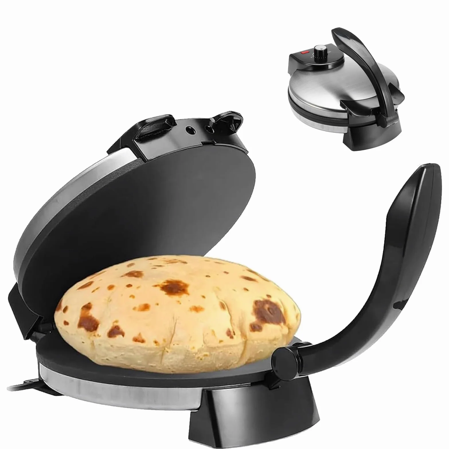 2000 W Electric Roti Maker, Tortilla Maker de 12 Pouces, Machine À Tortilla Chapati Automatique À Température Réglable, Surface Antiadhésive, Chauffage Double Face, pour Les Crêpes, Les Tacos