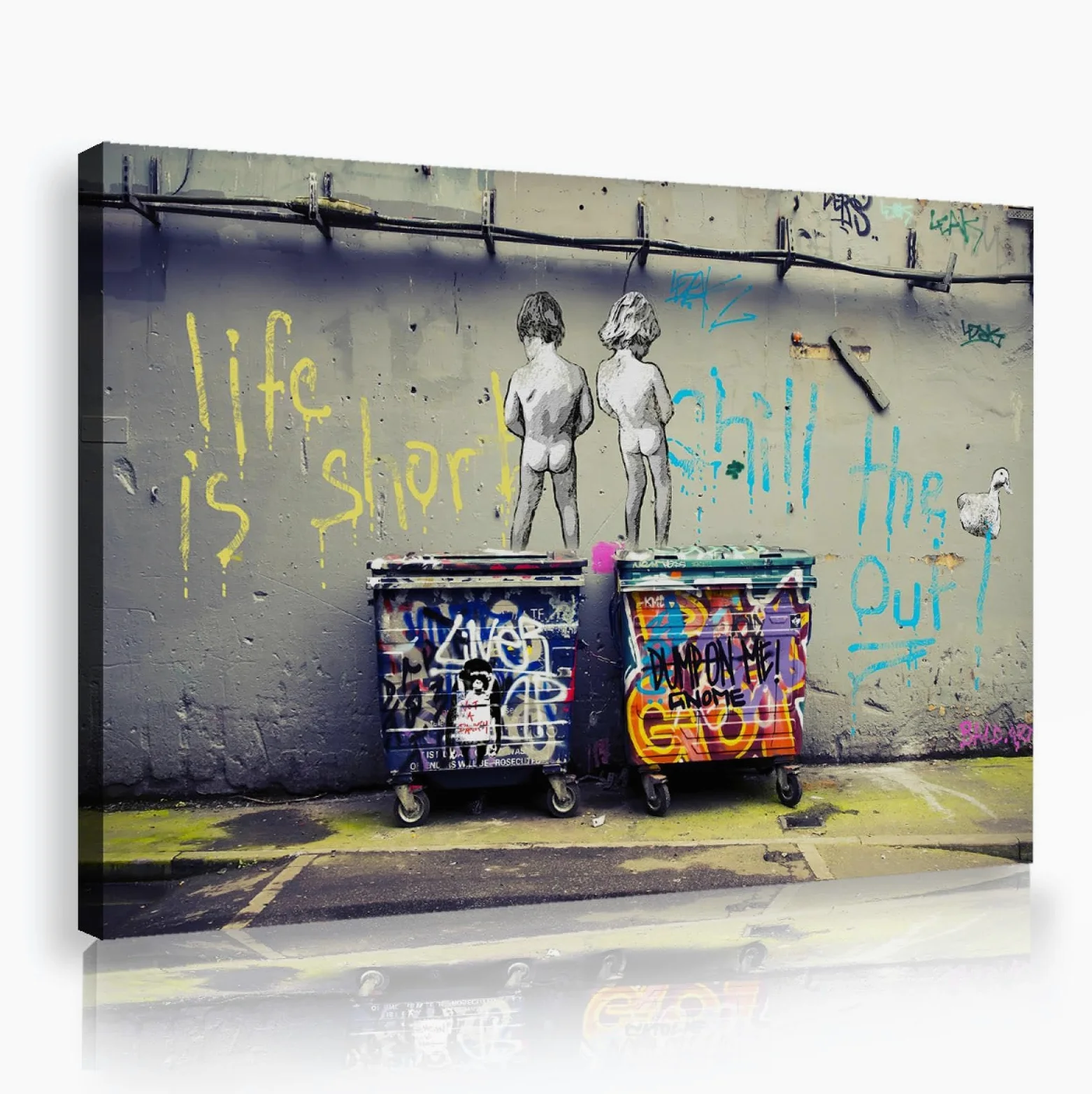 UIRINGART Street Graffiti Wall Art Naughty Boys Impression sur toile Affiches pour salon Café Bar Appartement Espaces modernes et urbains Décoration murale 35x55cm Cadre intérieur