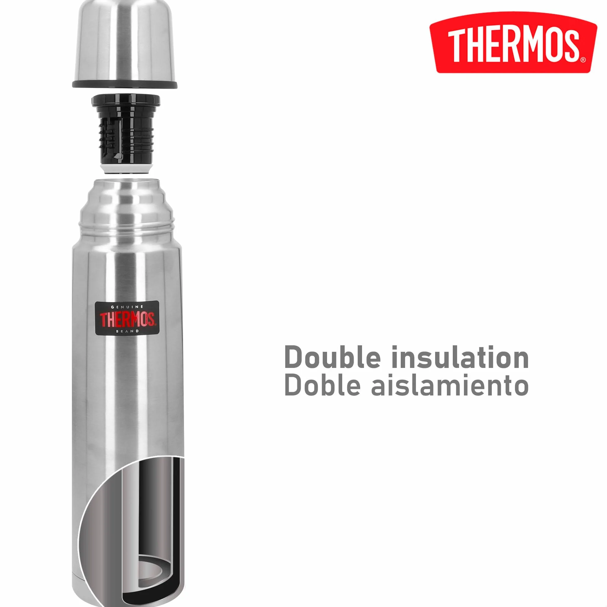 Thermos - Bouteille isotherme - Thermax - 1 Litre - Argent