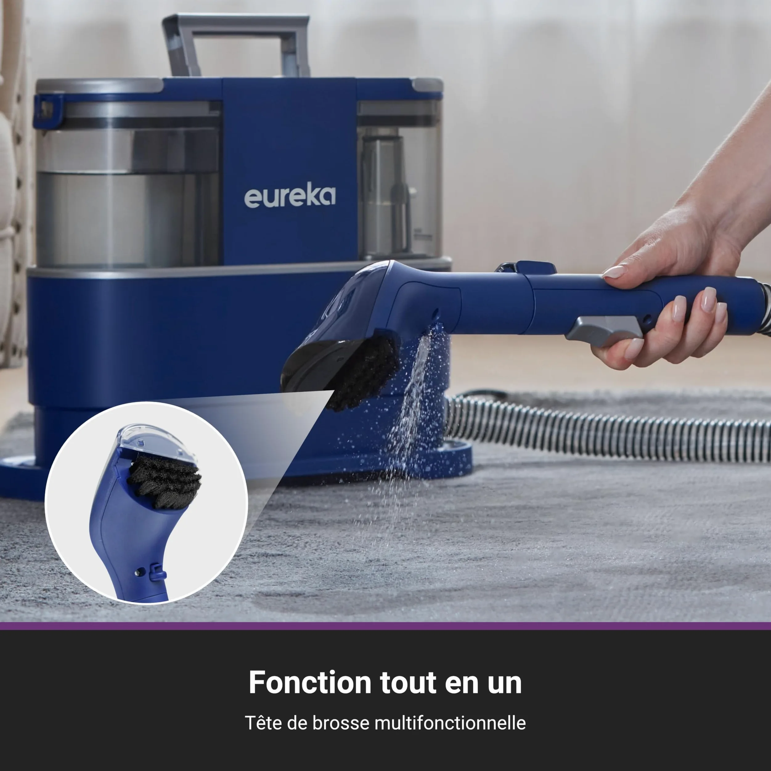 Eureka NEY100 Gen2, Aspirateur Nettoyeur de Tapis 12500 Pa, convient aux tapis, canapés et voitures et est livré avec un réservoir d'eau de 1,5 litre et 450 ml de produit de nettoyage spécial.