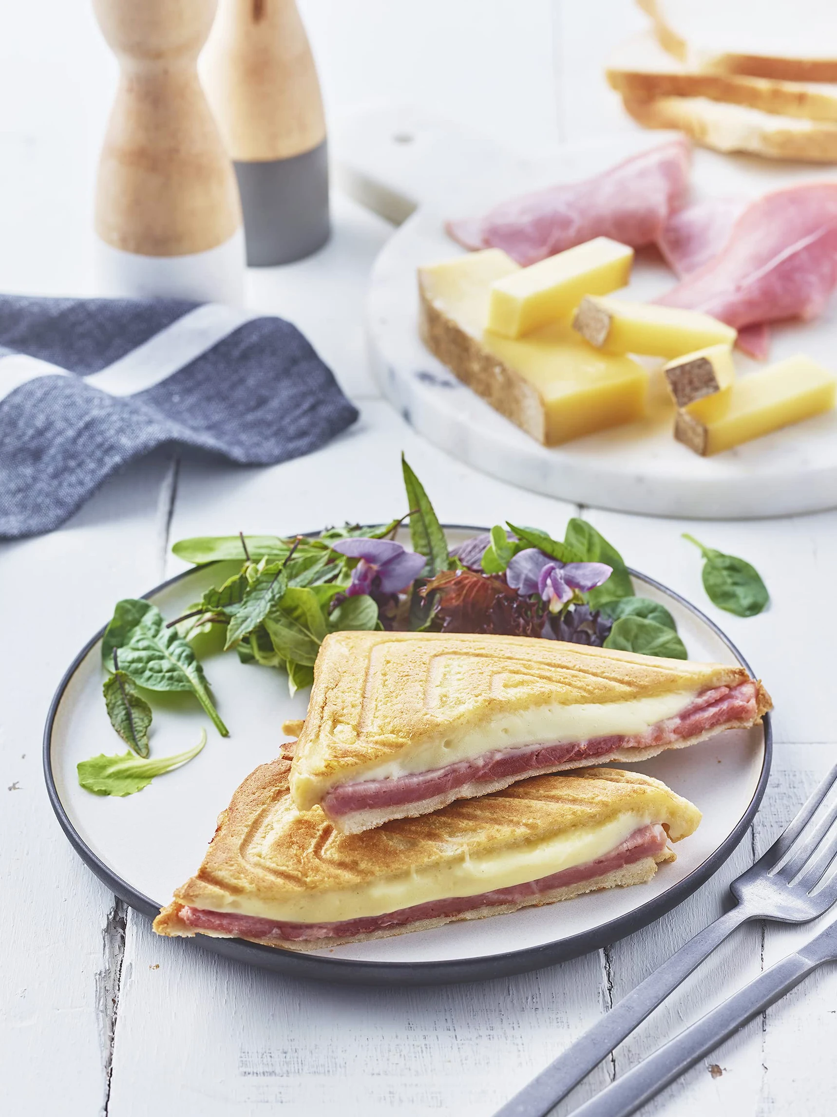 LAGRANGE Jeu de plaques Croque-Monsieur, compatible avec tous les gaufrier "Super 2", Plaques en aluminium moulé, Revêtement antiadhésif double couche, 030423