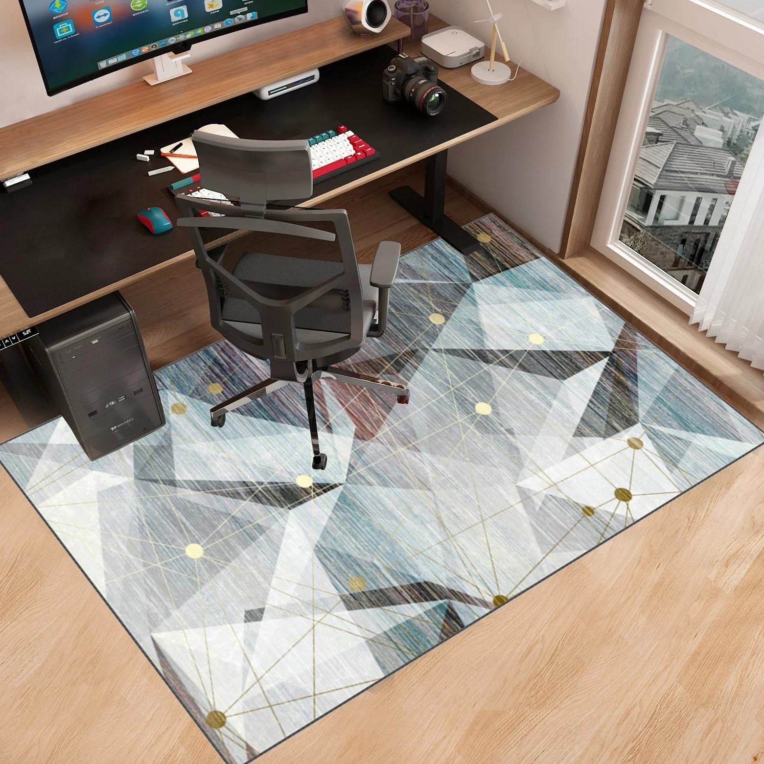 Tapis de chaise de bureau pour moquette de grande taille 90 x 120 cm multi-usage, tapis de chaise de bureau haute performance pour jeu, protège les tapis faibles/sans poils, glisse lisse, protection