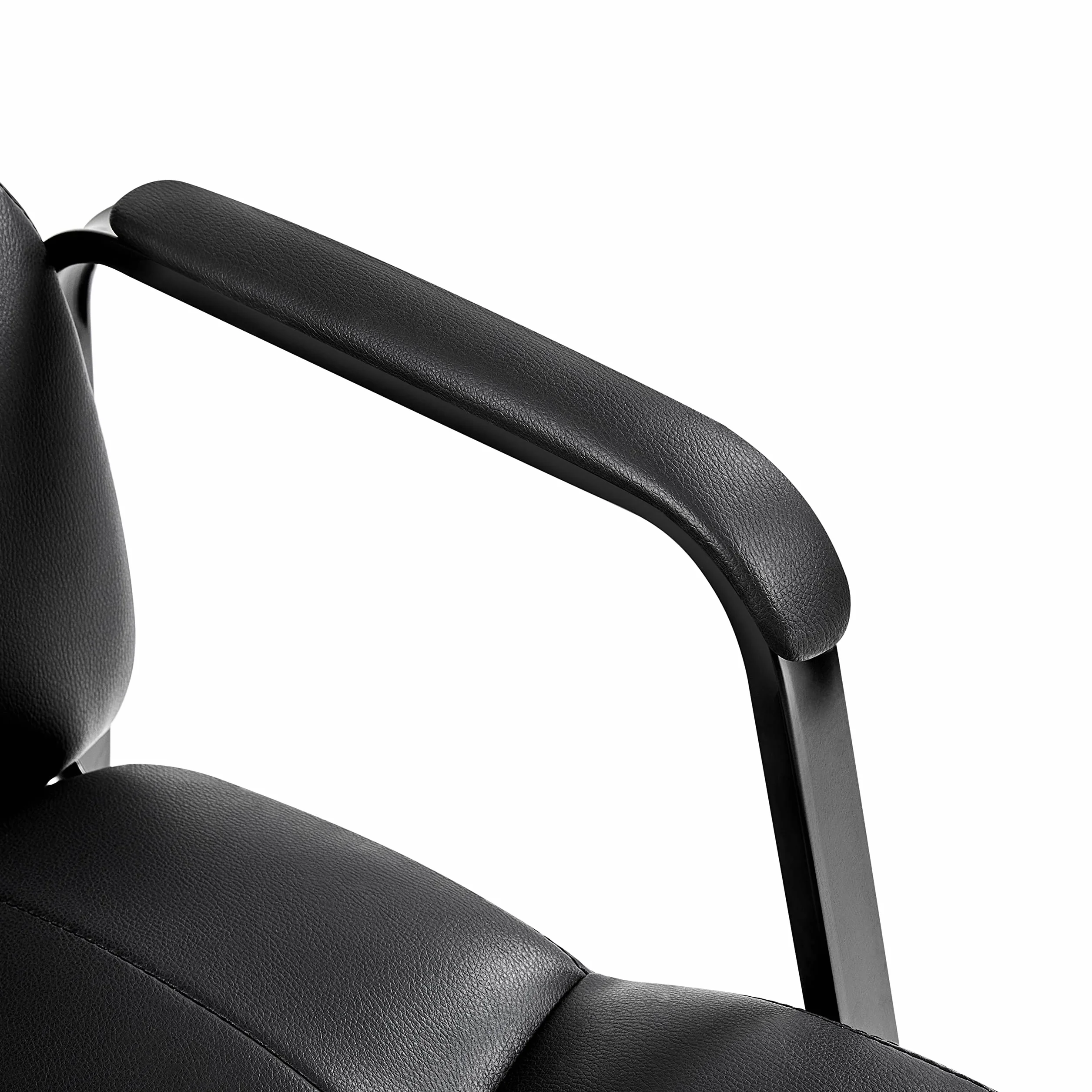 Yaheetech 2 chaises de Bureau invités de Luxe sans Roues pour réunions de conférence et Salle d'attente visiteurs ergonomiques en Similicuir, portée 136 kg Noir