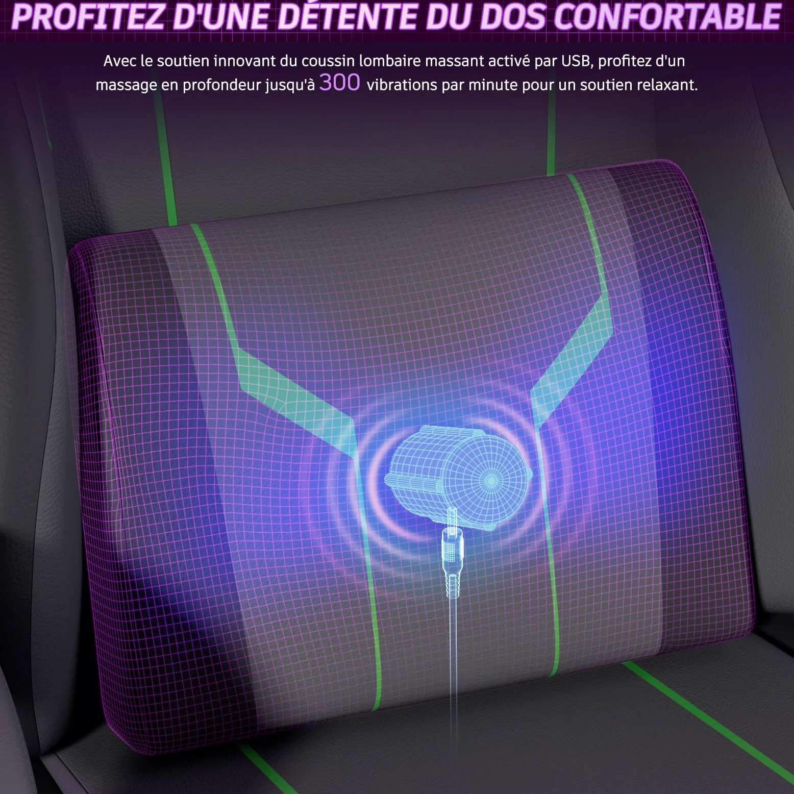Soontrans Chaise Gaming Fauteuil Gaming avec Massage Lombaire Siege Gaming avec Repose-Pieds Rétractable et Oreiller Dossier Inclinable à 135 Charge 150 kg (Cuir Gris)