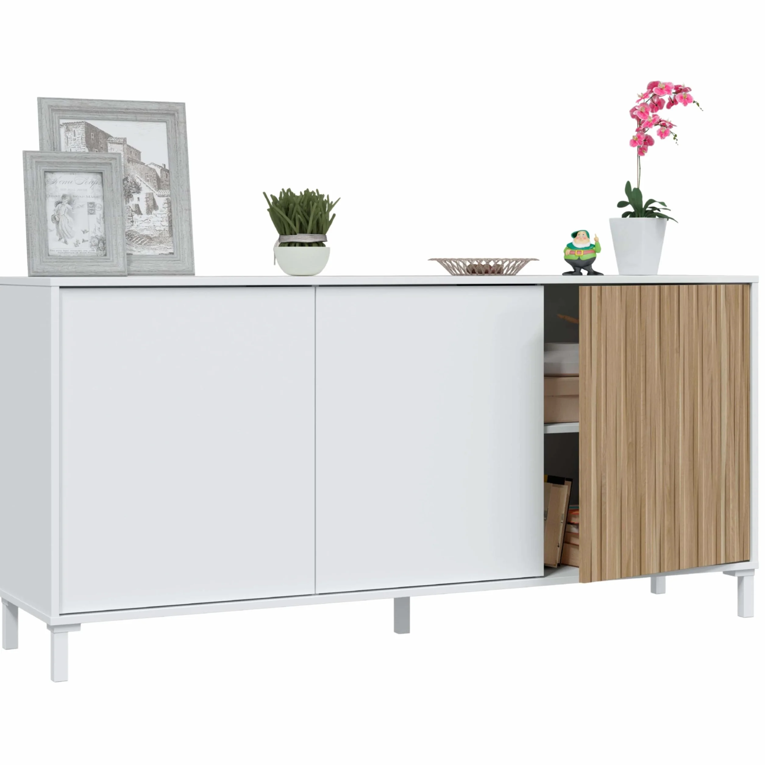 Habitdesign Modèle Ethna Buffet pour salon « Artik » et naturel Style moderne 154 x 74 x 40 cm