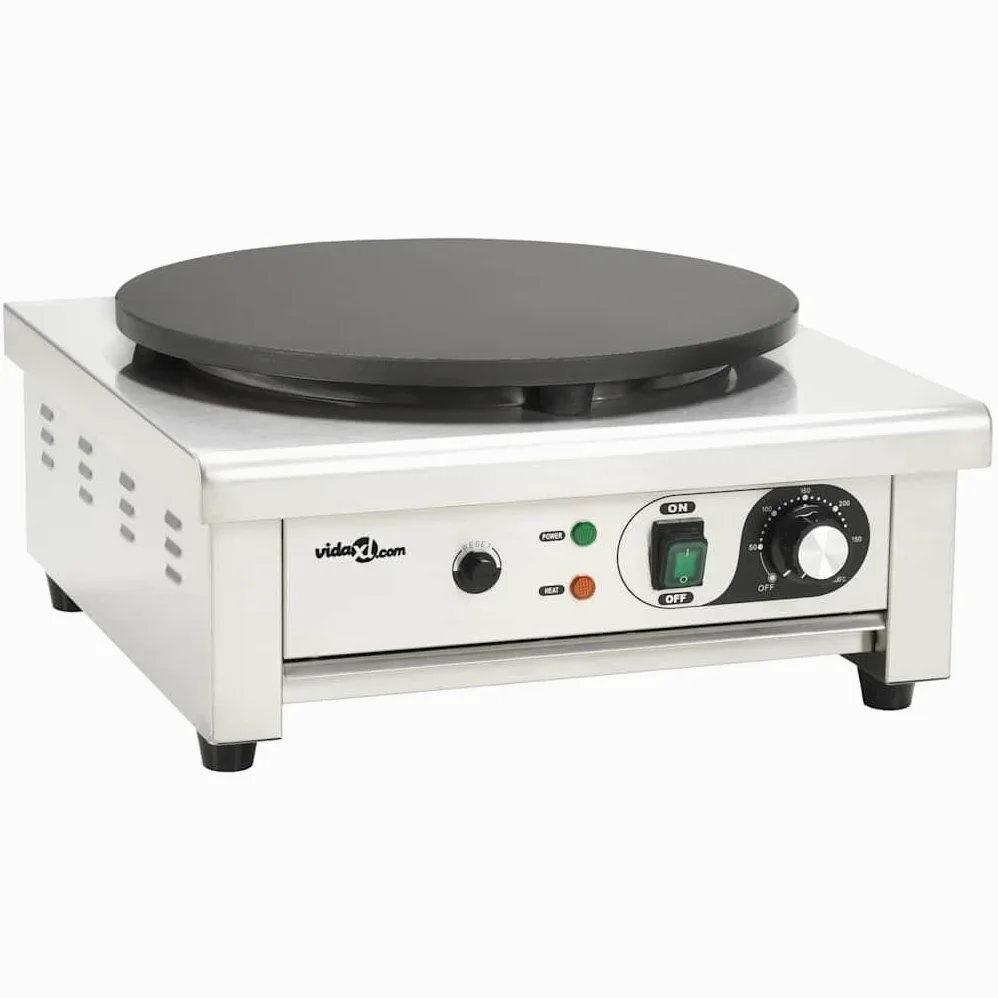 vidaXL Crêpière Électrique avec Bac Récupération Anti-adhérent 3000W Galette