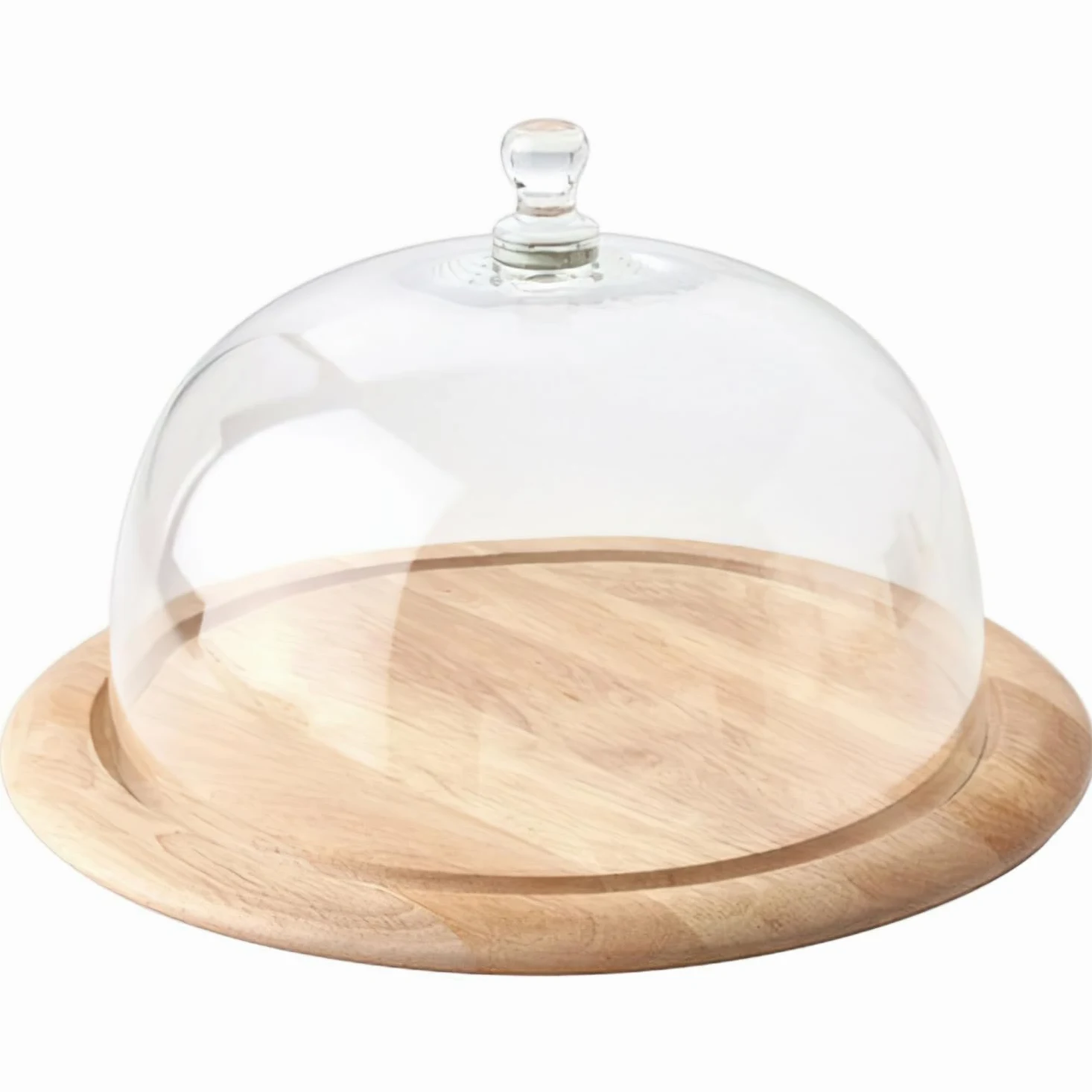 Continenta Plateau à Fromage en hévéa avec Cloche Verre Ø 33 x 19,5 cm