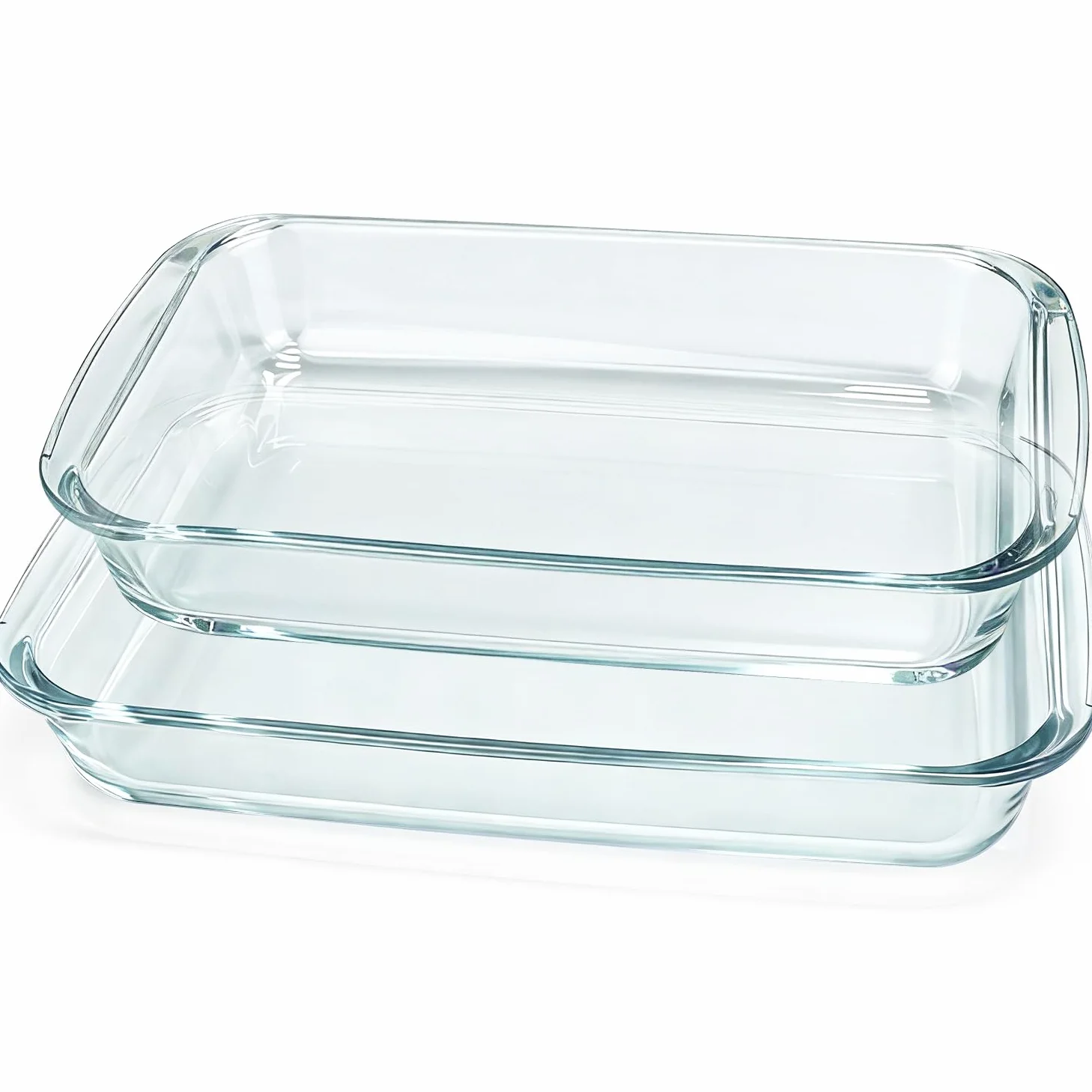 Lot de 2 plats à gratin en verre, 34,5 x 20,3 x 5,2 cm + 29,5 x 17 x 5,2 cm, grand plat à lasagnes, assiette à dessert tiramisu, plats pour la préparation des repas (2,2 l + 1,6 l)