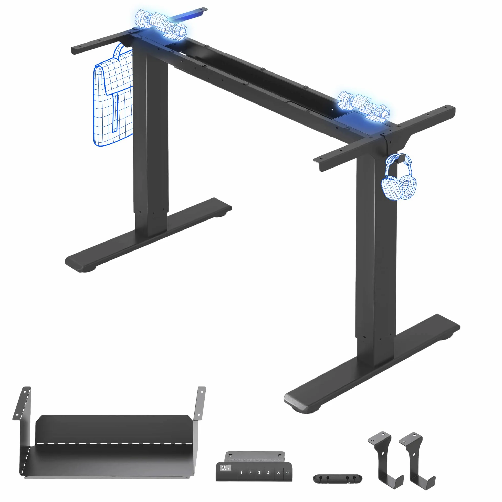 FlexiSpot Bureau Assis Debout Électrique à 2 Moteurs Charge 100kg, Bureau Réglable en Hauteur en Acier avec Panneau Smart à Fonctions Mémoires, Système Anti-collision, Cadre en Noir