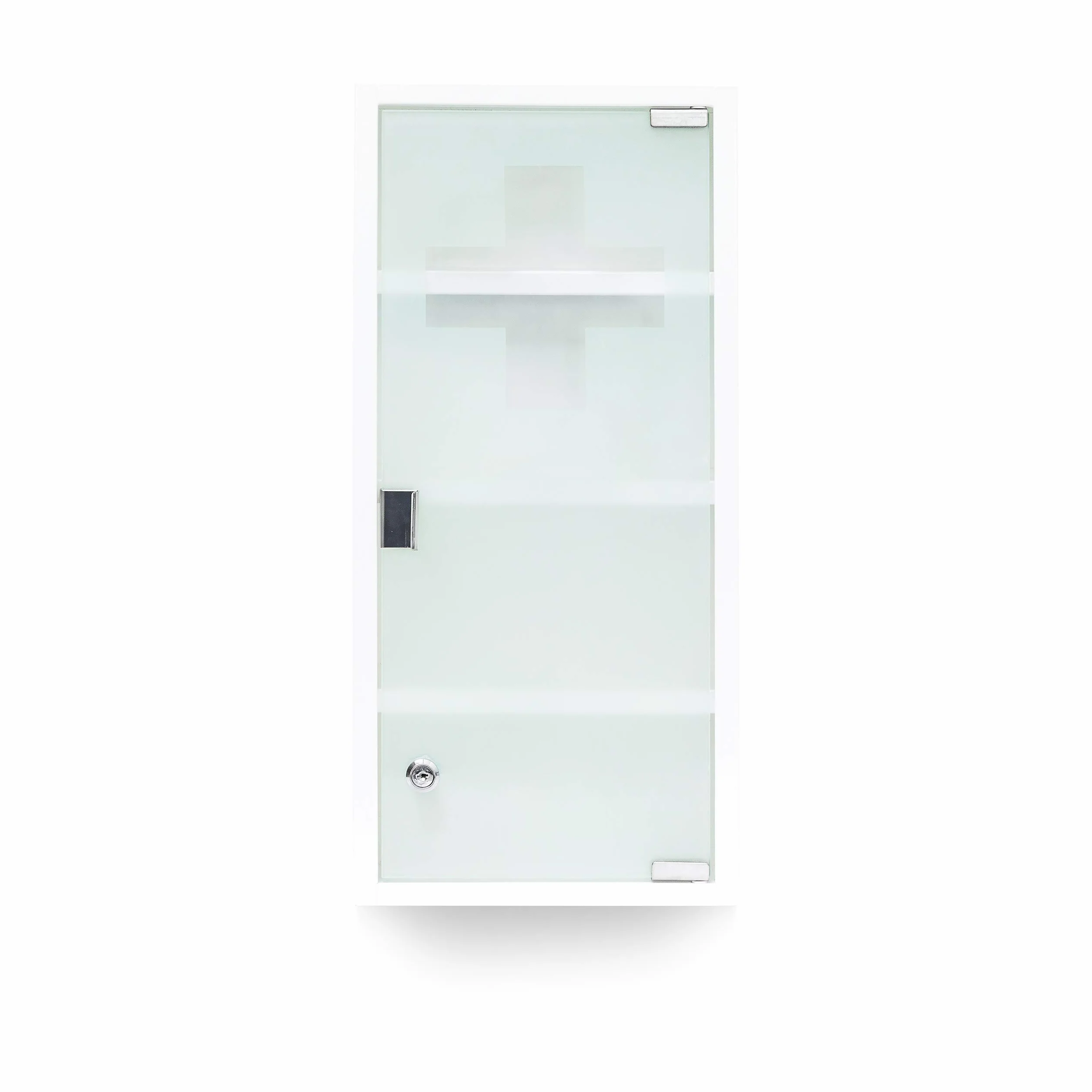 Relaxdays Armoire à pharmacie blanche inox avec porte magnétique en verre opale Hx l x P 57 x 27 x 12 cm, blanc