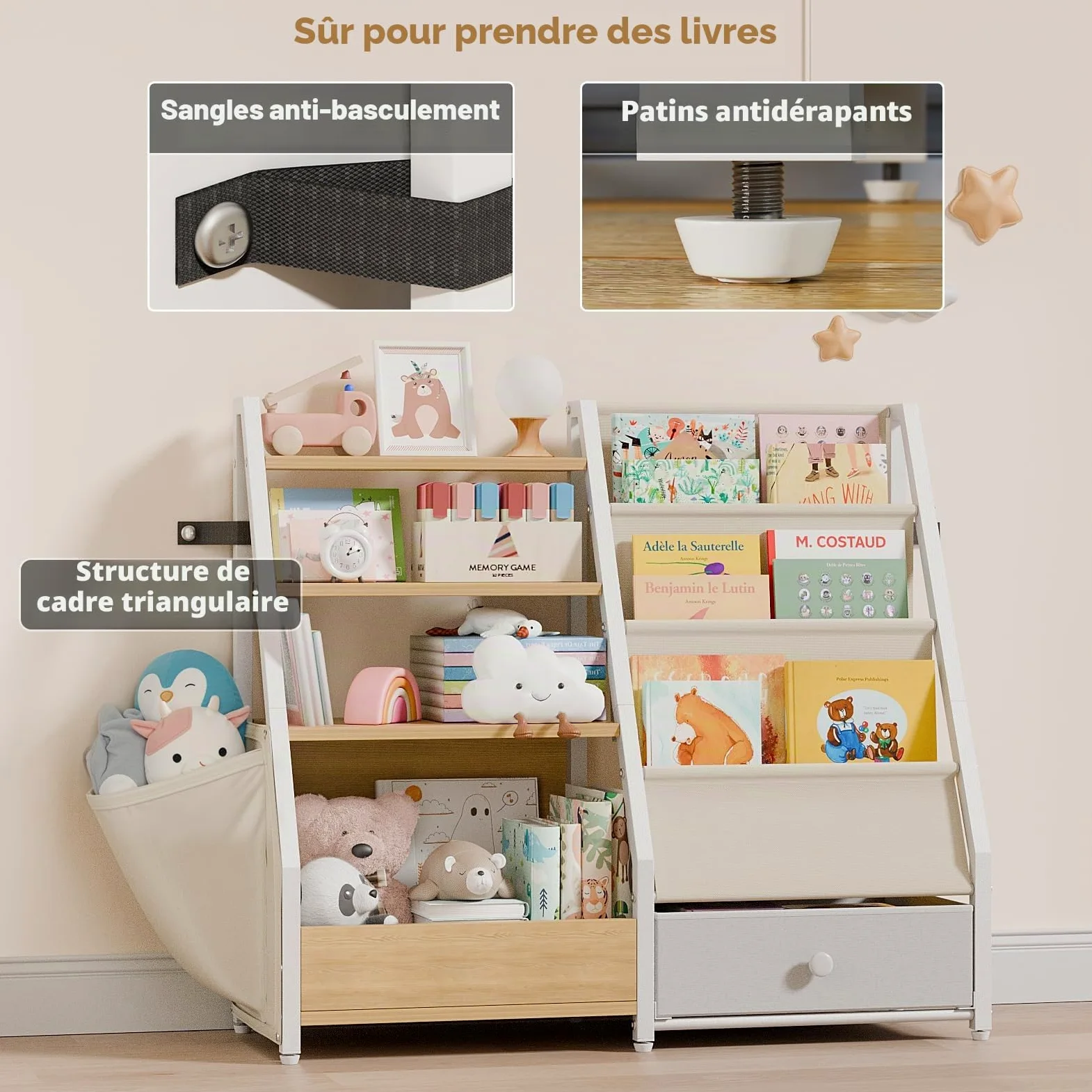 HAVLOTII Bibliothèque Enfant, Étagère Livres et Rangement Jouets