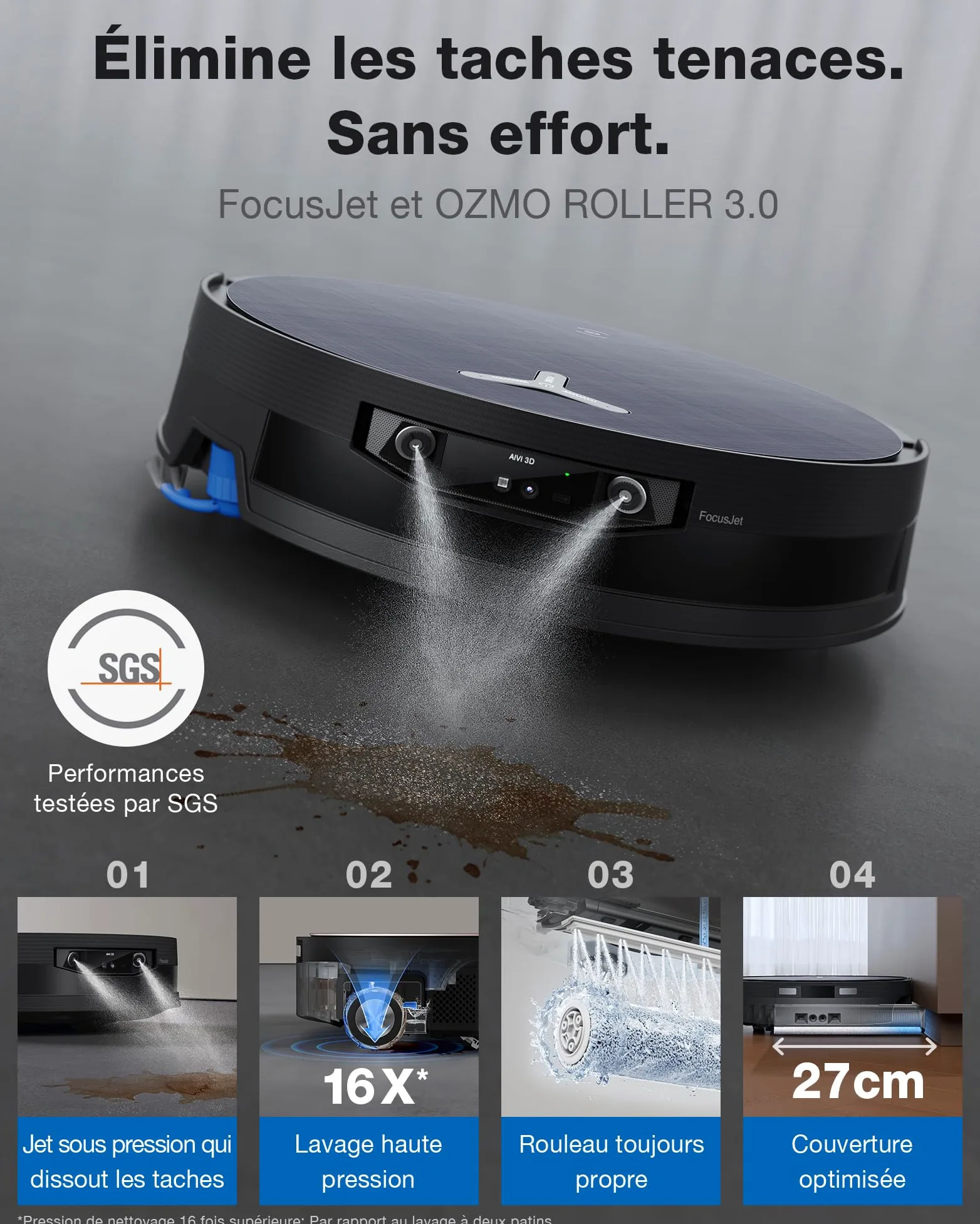 ECOVACS X12 OmniCyclone Care Complete Aspirateur Robot, Blast, 22000 Pa, pré-Dissolution des Taches FocusJet, PowerBoost, OZMO Roller 3.0, Rouleau Extensible, vidage Automatique PureCyclone 2.0