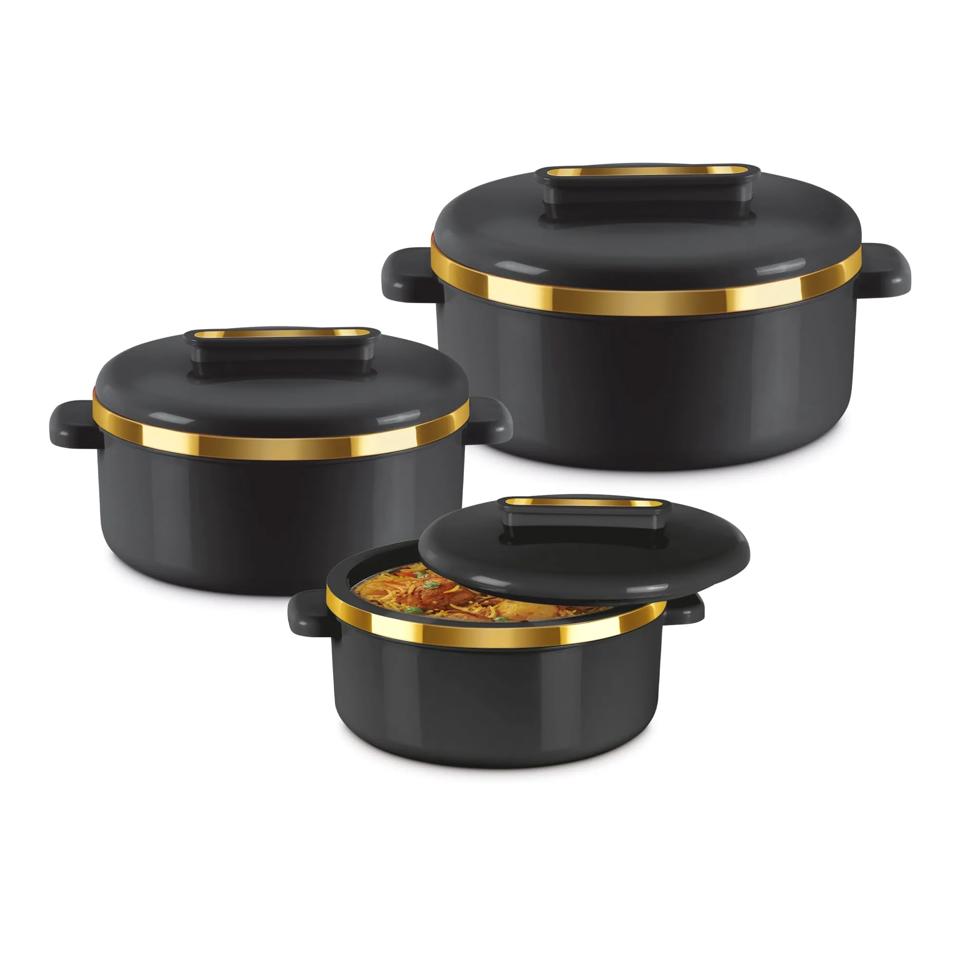 MILTON Lot de 3 cocottes isothermes avec couvercle 2,1/1,5/1 pinte – Bol de service thermique pour soupe/salade – Récipient à aliments chauds en acier inoxydable – Meilleur cadeau pour les mamans