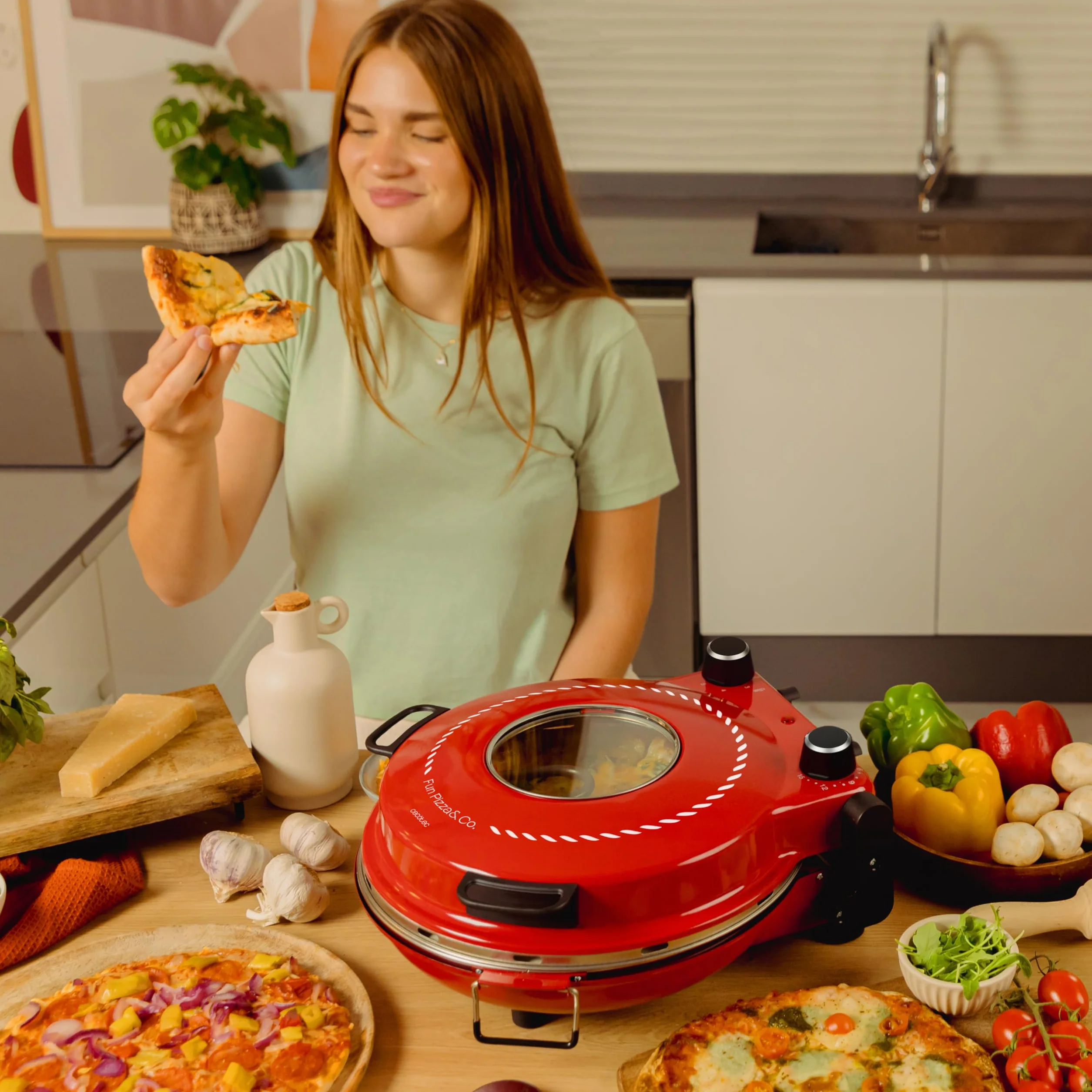 Cecotec Four Grill Électrique pour Pizza Pizza&Co Mamma Mía Window. 1200W, Température 400ºC, Minuterie 15, Thermostat, Cuisson sur Pierre, Résistances Supérieures et Inférieures avec Fenêtre